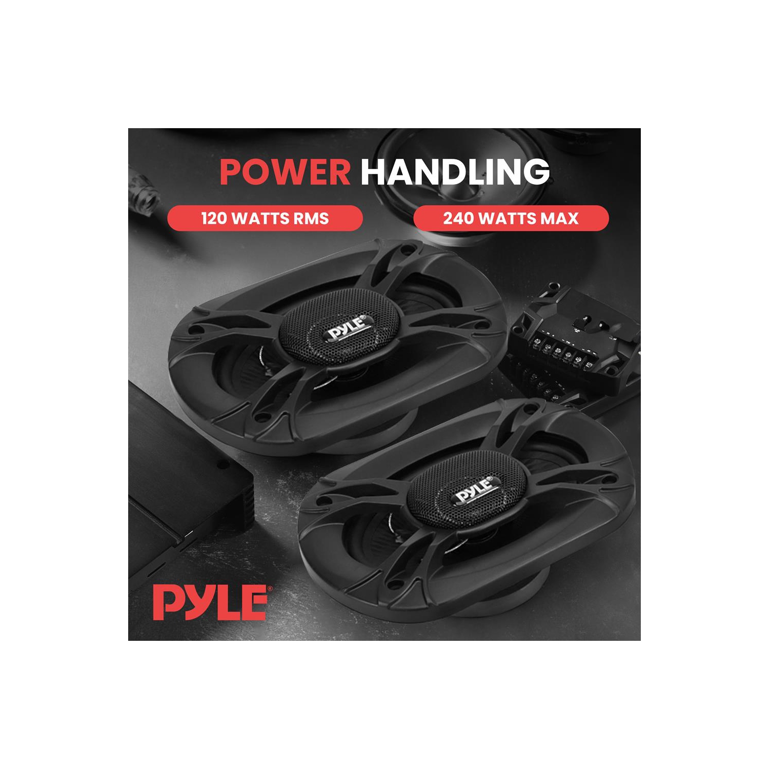 Three-Way Sound Speaker System - One Pair 4'' x 6'' Three-Way Triaxial Loud Audio, 300 Watts w/ 4 Ohm Impedance and 3/4'' Piezo Tweeter for Car