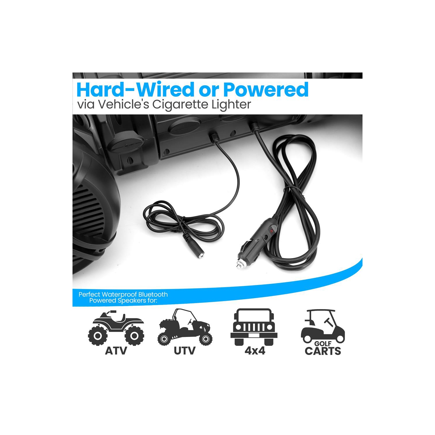 Haut-parleurs nautiques Bluetooth étanches, système sonore amplifié, lumières DEL multicolores programmables intégrées, haut-parleurs de 8 po, 1000 W