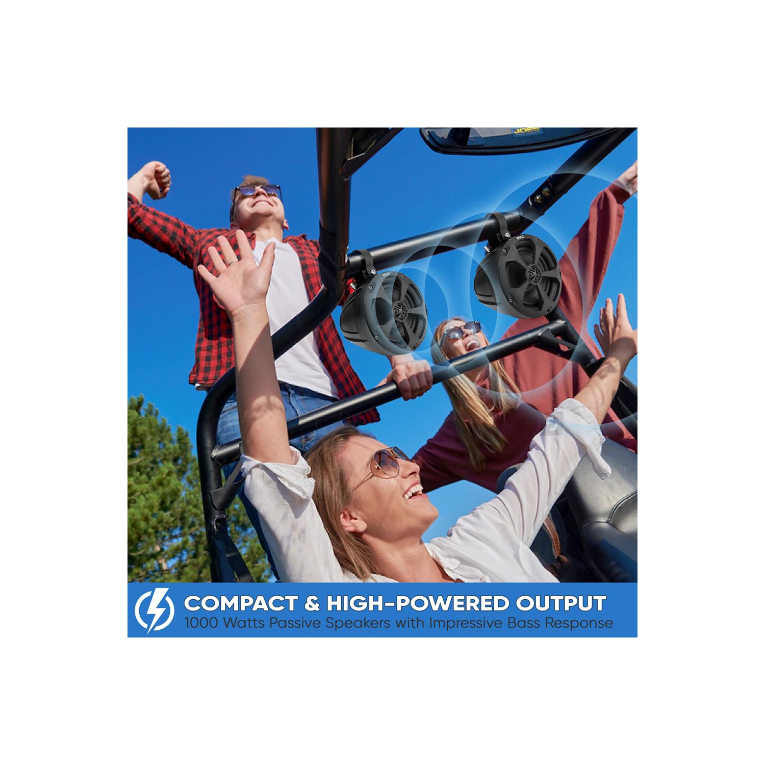 Haut-parleurs tout-terrain étanches de 5,25 po - système de haut-parleurs compacts pour véhicules de sports motorisés de VUTT (paire)