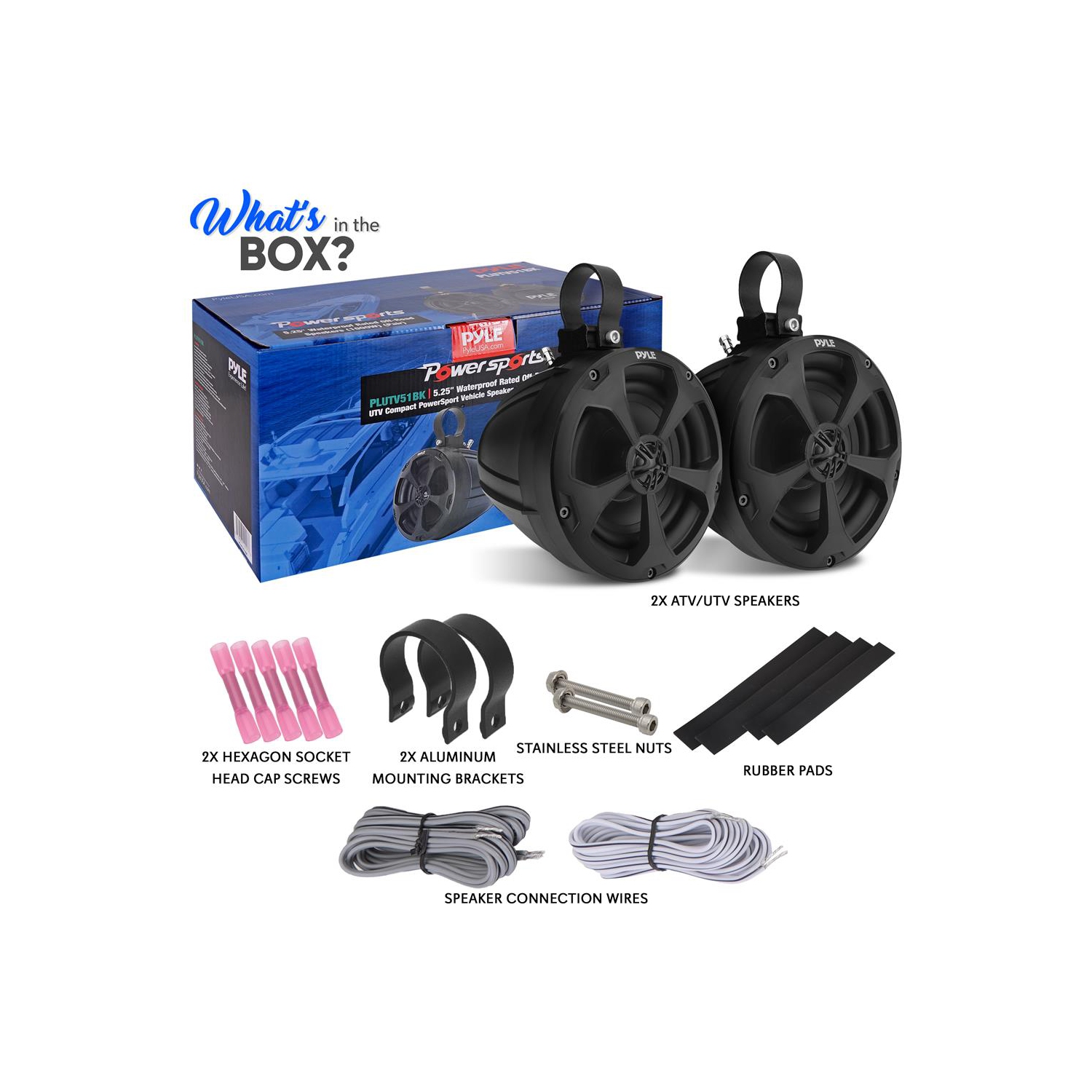 Haut-parleurs tout-terrain étanches de 5,25 po - système de haut-parleurs compacts pour véhicules de sports motorisés de VUTT (paire)