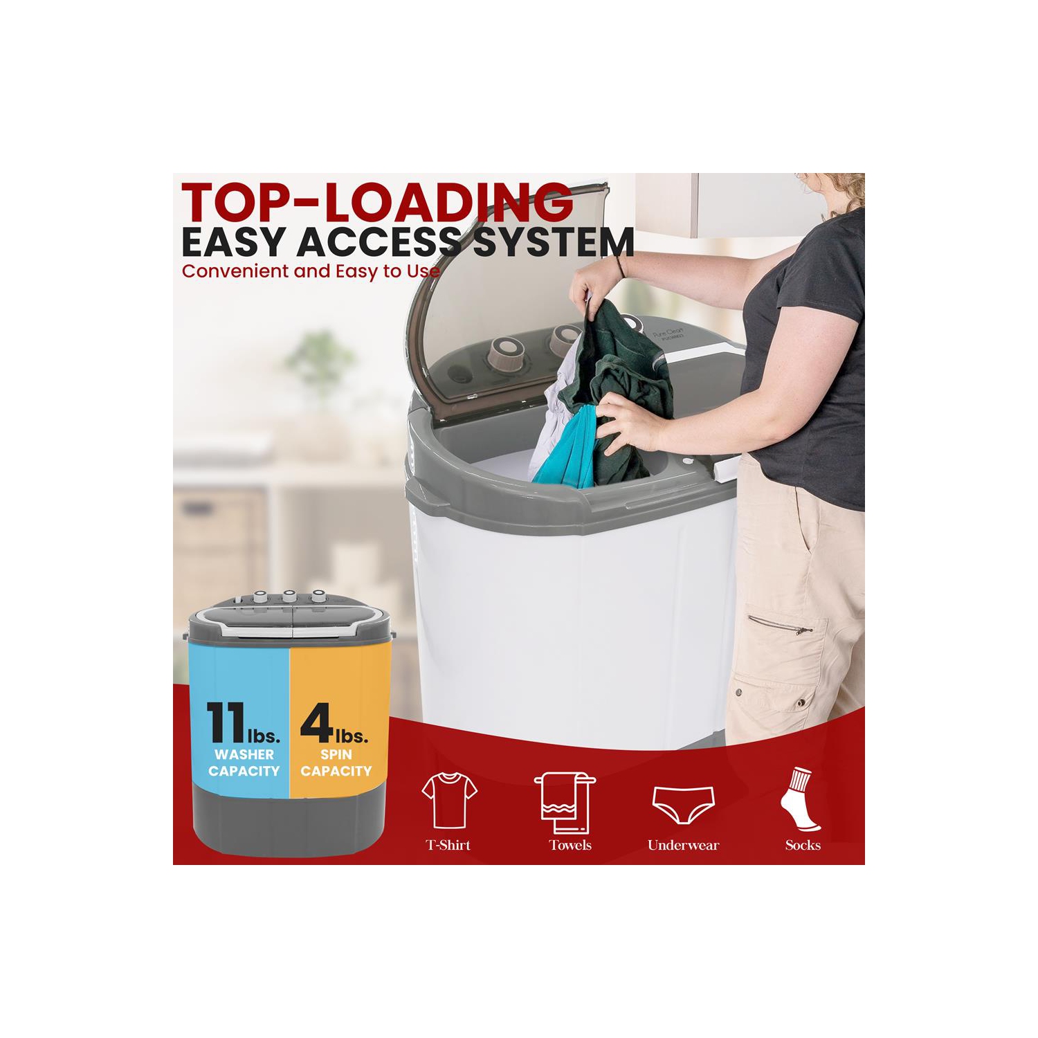 Deco Home compact laveuse et sécheuse - Mini laveuse portative et sécheuse à essorage