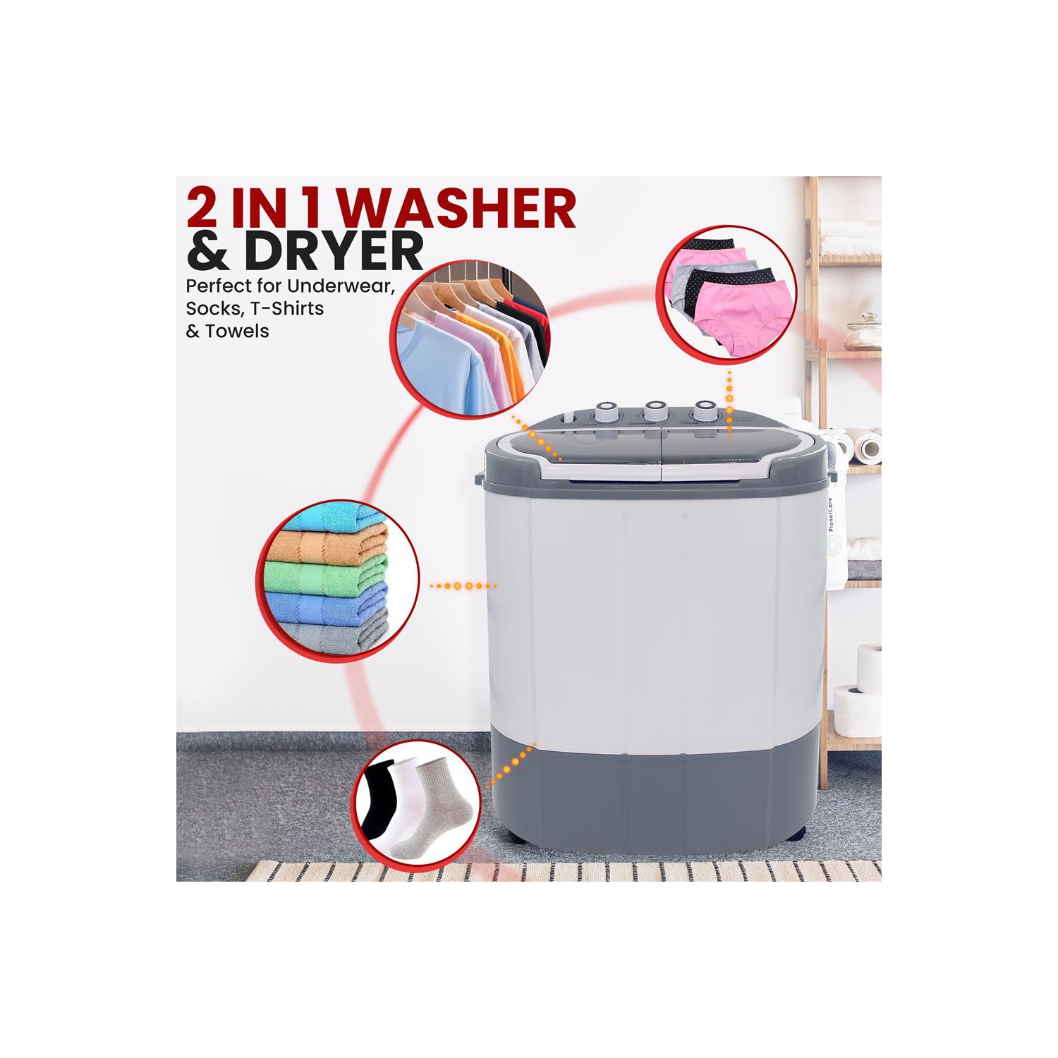 Deco Home compact laveuse et sécheuse - Mini laveuse portative et sécheuse à essorage