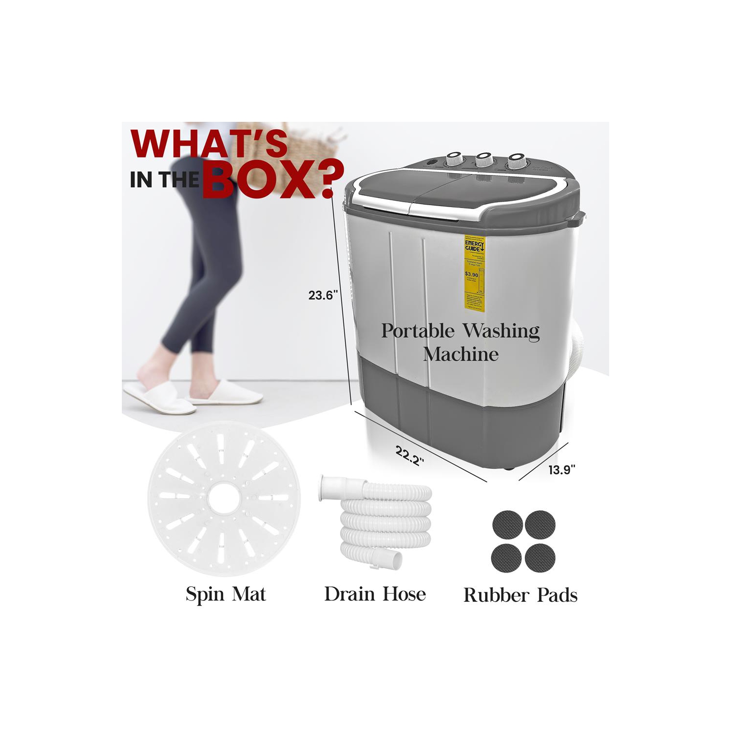 Deco Home compact laveuse et sécheuse - Mini laveuse portative et sécheuse à essorage