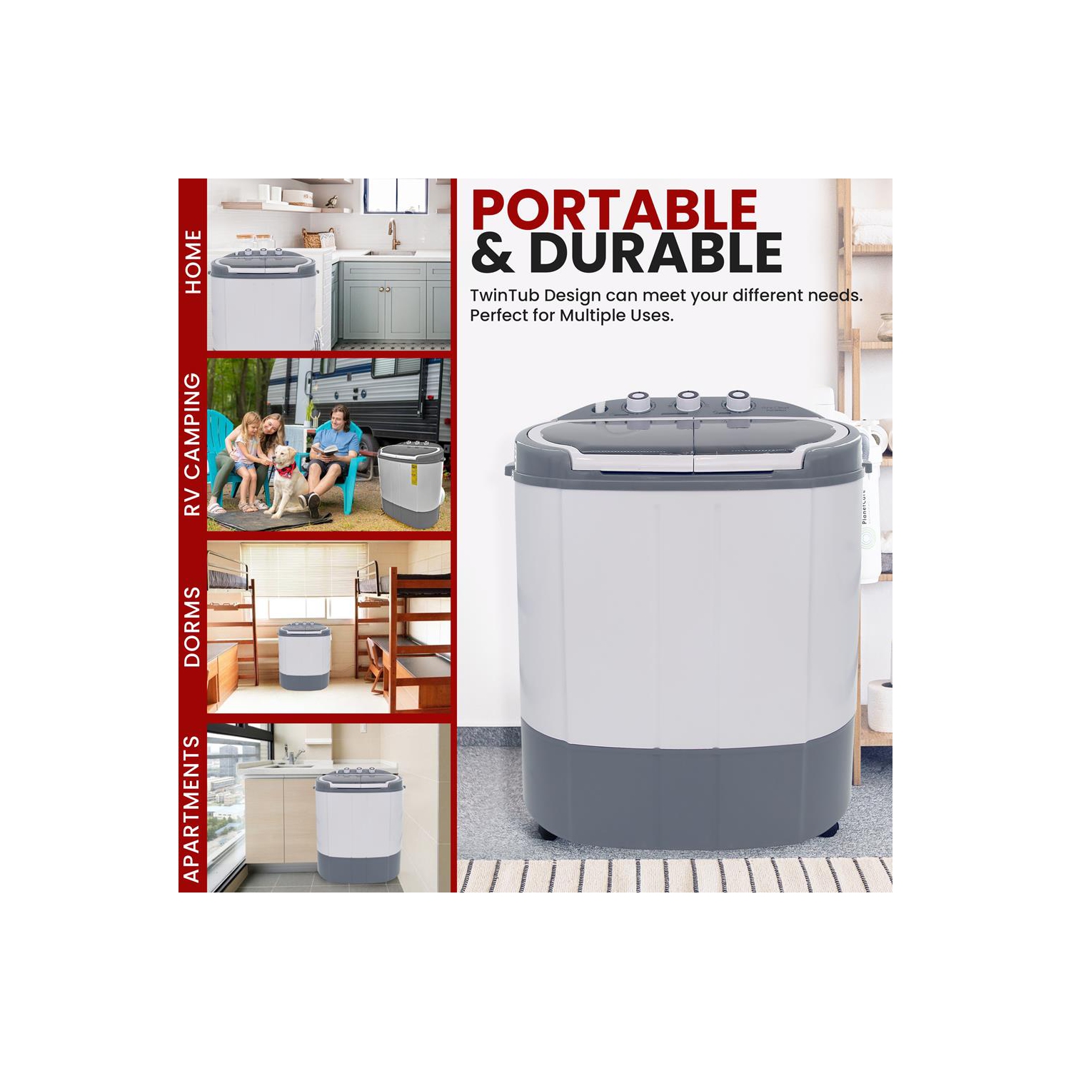 Deco Home compact laveuse et sécheuse - Mini laveuse portative et sécheuse à essorage