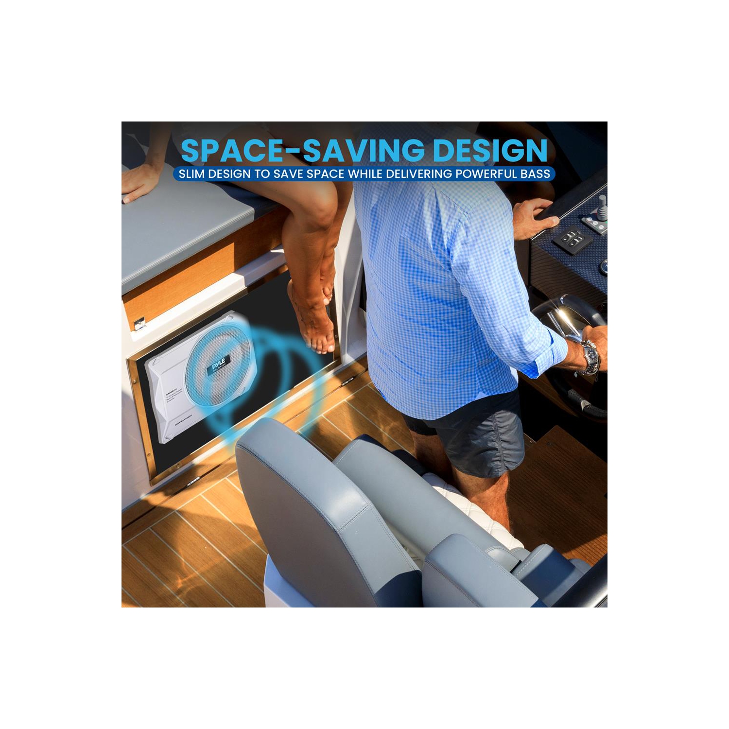 Système de haut-parleur d’extrêmes graves actif et étanche à faible profil de 10 po et 900 watts, idéal pour les installations sous le siège