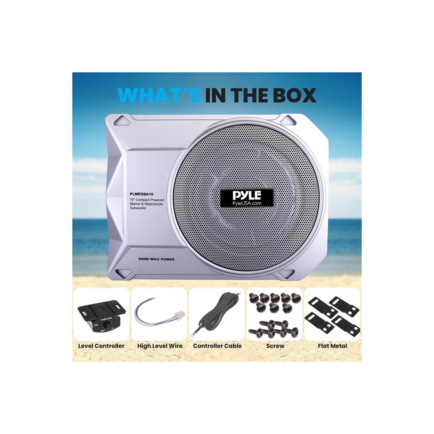 Système de haut-parleur d’extrêmes graves actif et étanche à faible profil de 10 po et 900 watts, idéal pour les installations sous le siège