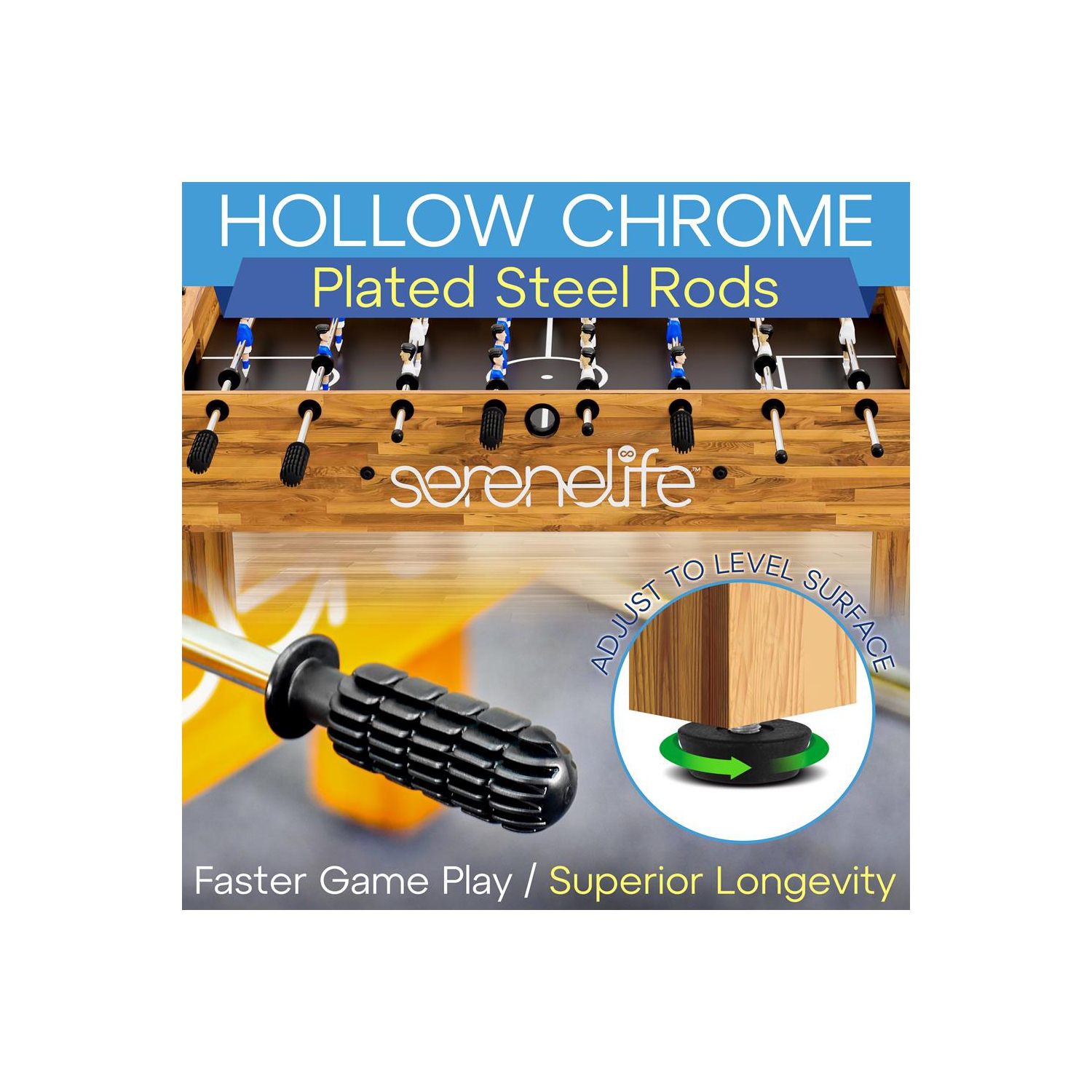 Table de soccer de 48 po de taille compétition - jeu d'arcade de soccer de table pour la maison et la salle de jeu avec 2 balles et 2 porte-gobelets