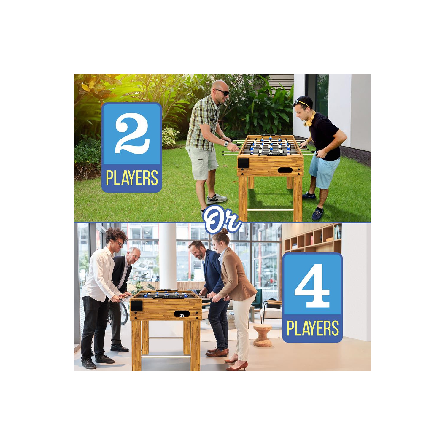 Table de soccer de 48 po de taille compétition - jeu d'arcade de soccer de table pour la maison et la salle de jeu avec 2 balles et 2 porte-gobelets