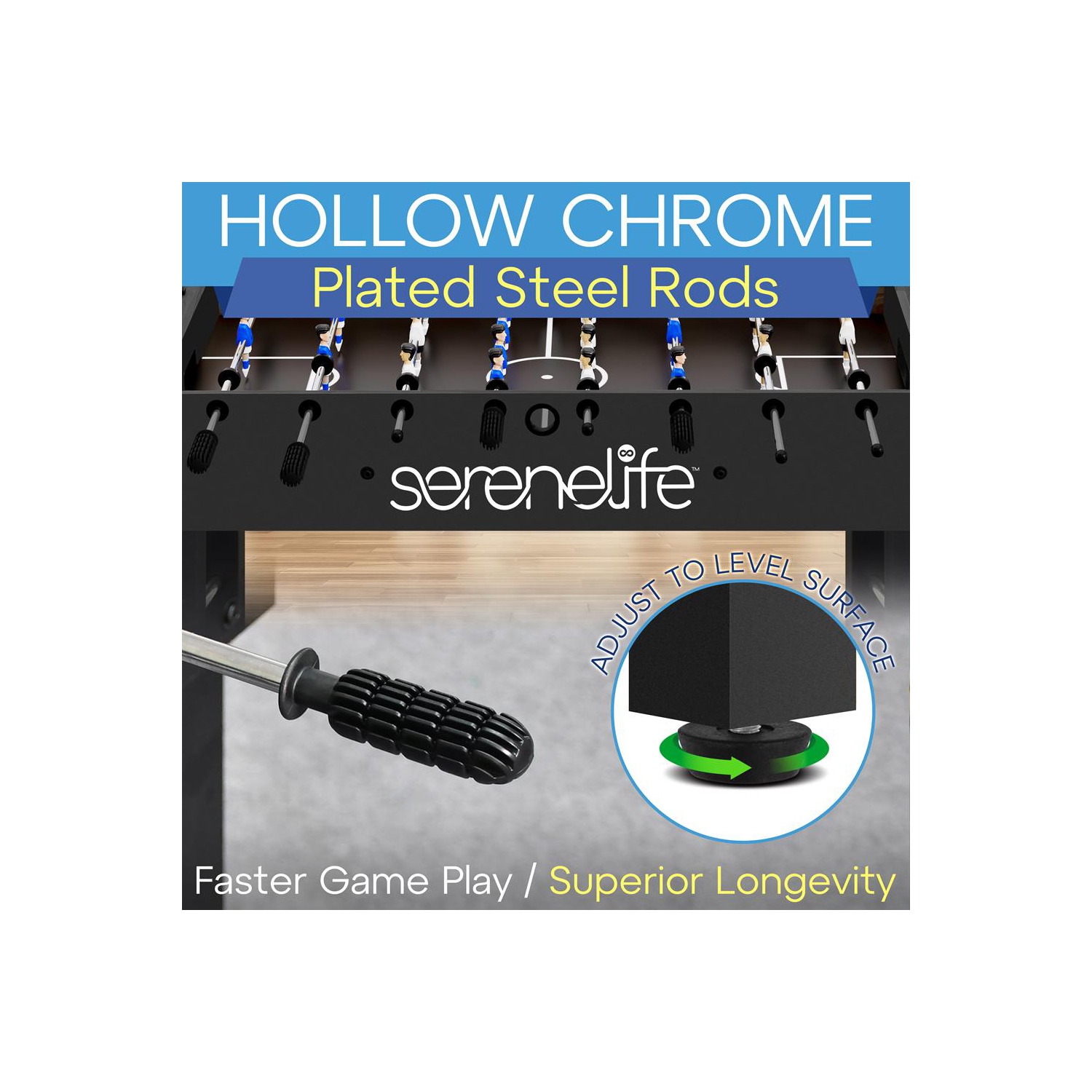 Table de soccer de 48 po de taille compétition - jeu d'arcade de soccer de table pour la maison et la salle de jeu avec 2 balles et 2 porte-gobelets