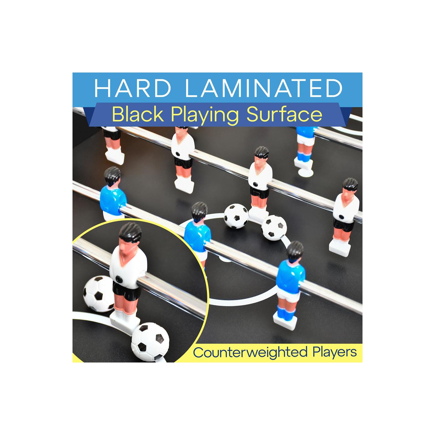 Table de soccer de 48 po de taille compétition - jeu d'arcade de soccer de table pour la maison et la salle de jeu avec 2 balles et 2 porte-gobelets