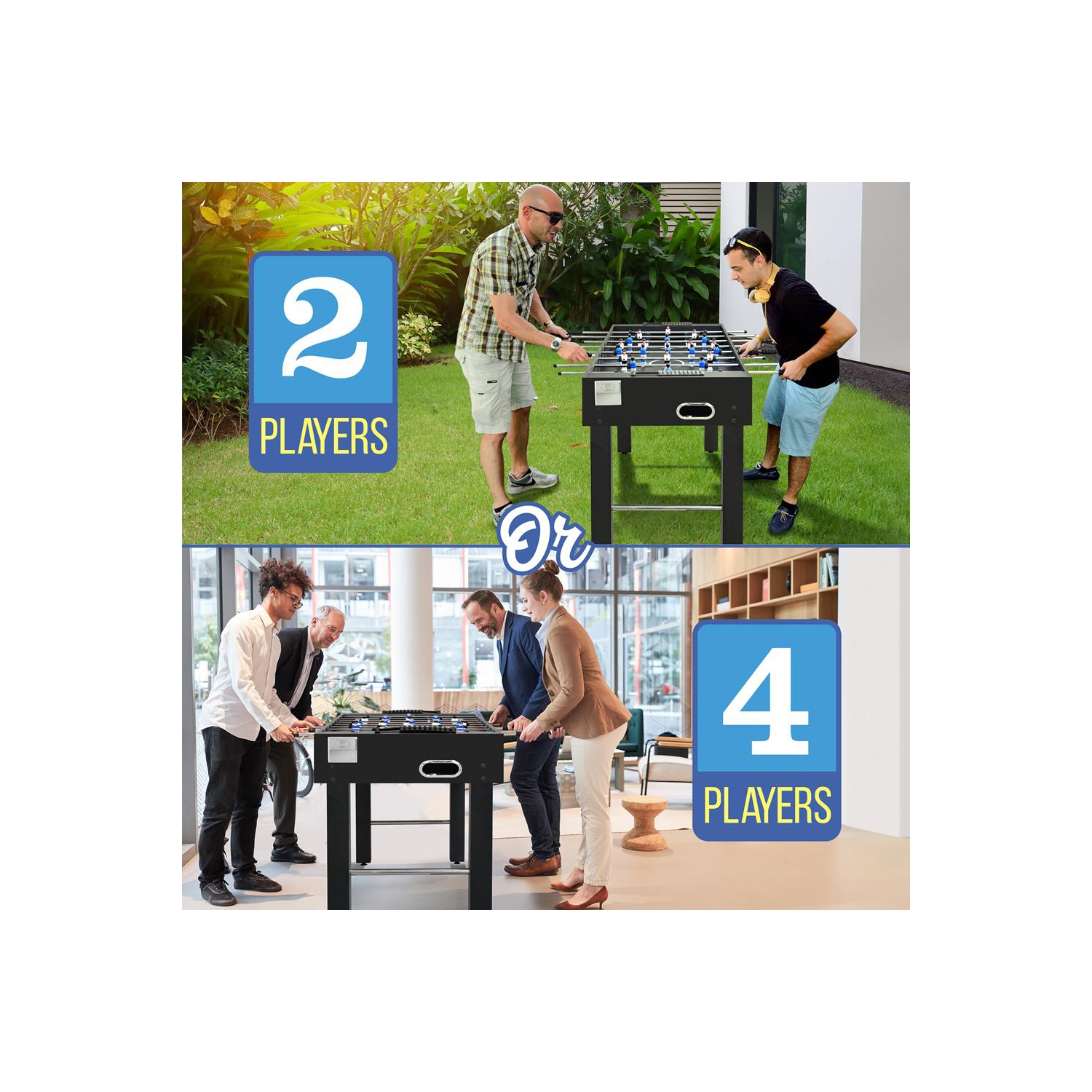 Table de soccer de 48 po de taille compétition - jeu d'arcade de soccer de table pour la maison et la salle de jeu avec 2 balles et 2 porte-gobelets