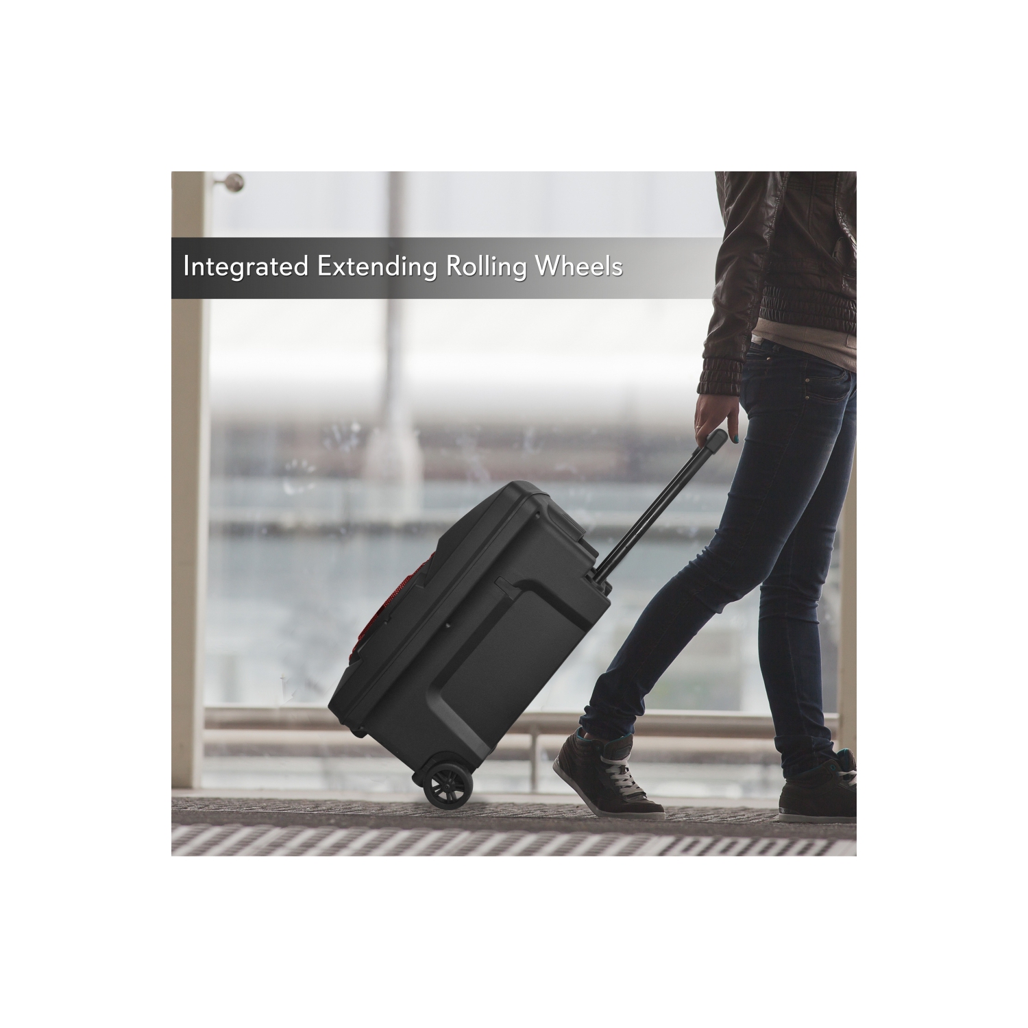 Haut-parleur Bluetooth intérieur/extérieur avec batterie rechargeable intégrée, lumières de fête clignotantes, lecteurs MP3/USB, radio FM