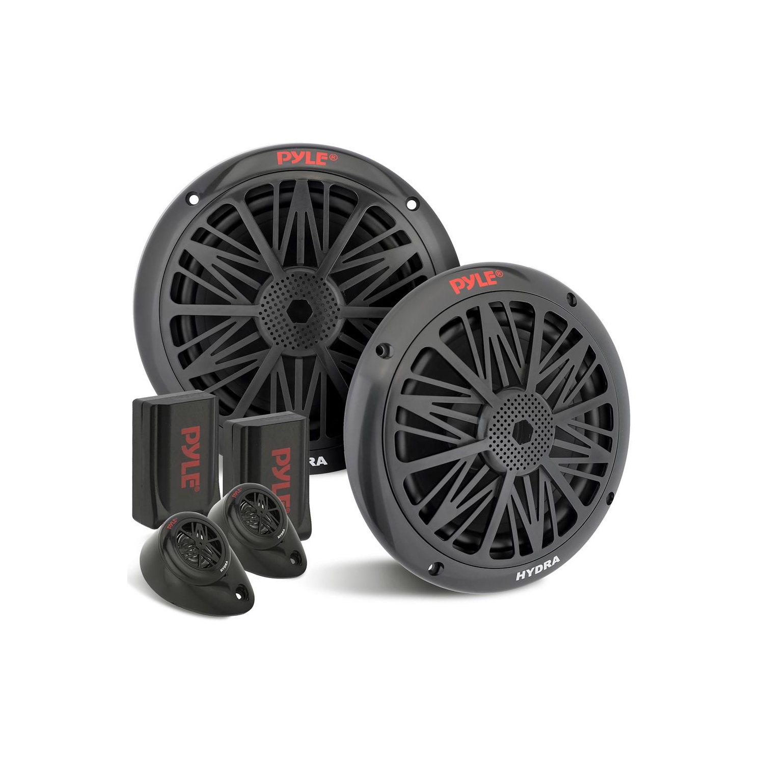 Deux haut-parleurs nautiques résistants à l'eau de 6,5 po, son stéréo pleine gamme à 2 voies, haut-parleurs d'aigus intégrés, 200 W, noir