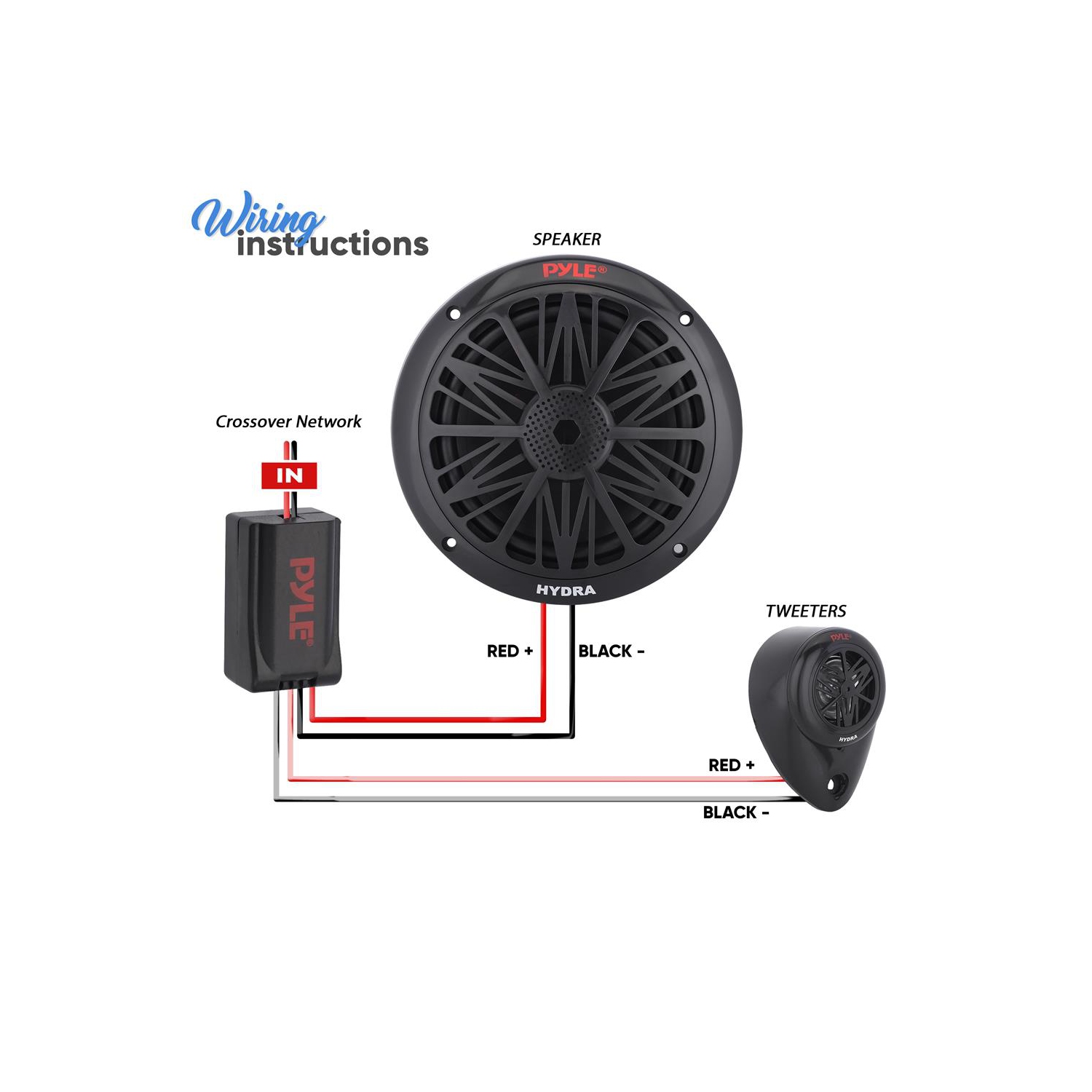 Deux haut-parleurs nautiques résistants à l'eau de 6,5 po, son stéréo pleine gamme à 2 voies, haut-parleurs d'aigus intégrés, 200 W, noir