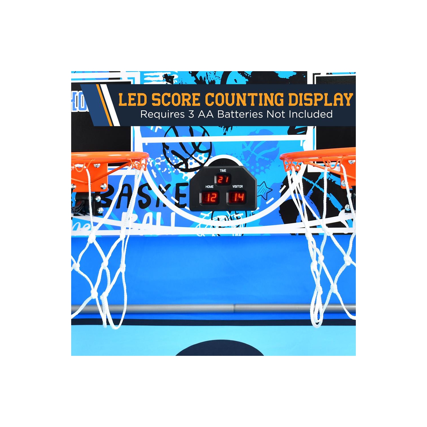 Dual Shot Basketball Arcade Game - Indoor/Outdoor Two-Player Basketball System with One Audio Options, 8 Different Games and Large LED Scoreboard
