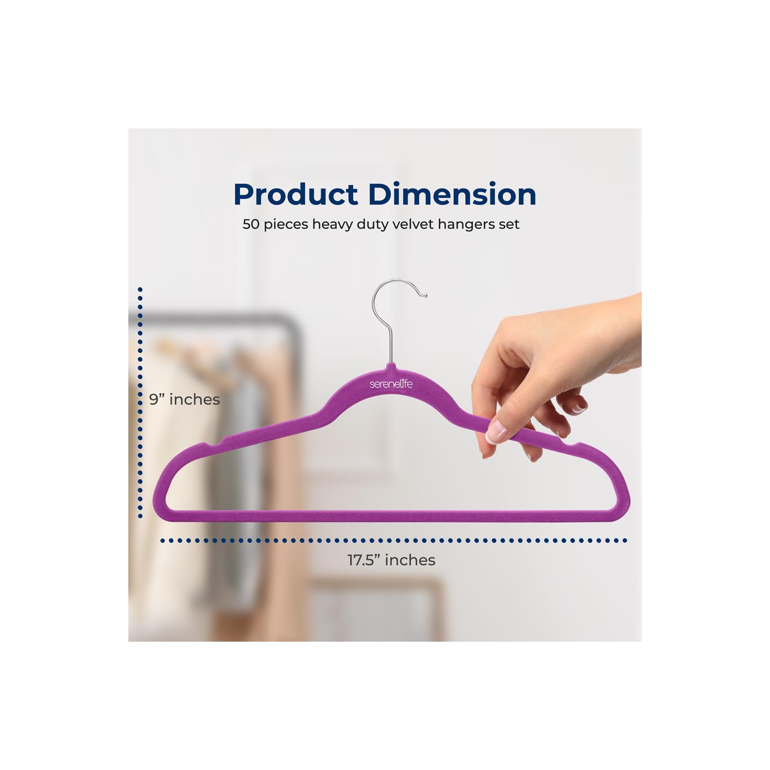 50 Pieces Velvet Hangers - Non-Slip, Sturdy, and Heavy Duty Coat Set with 360° Swivel Hook for Clothes