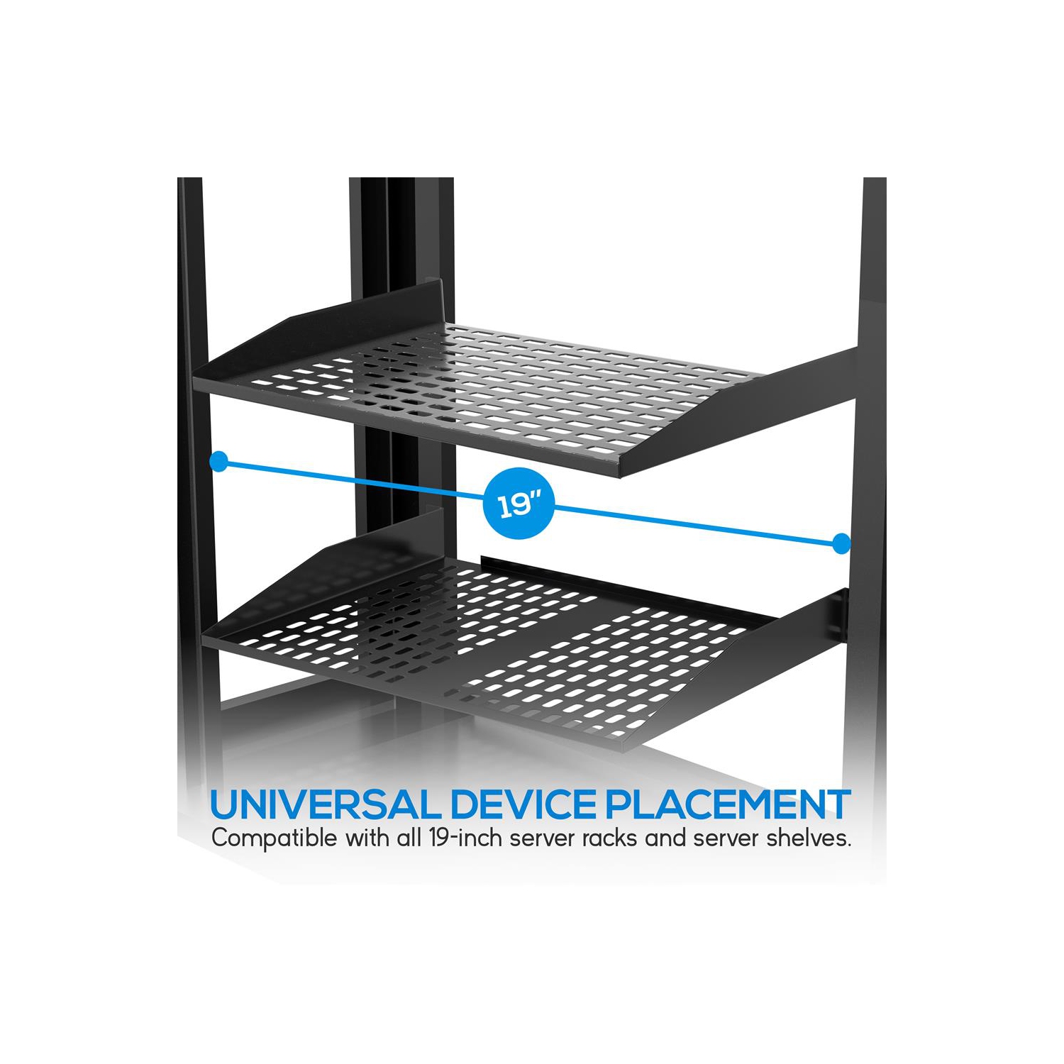 2U étagères pour bâti de serveur - Plateau de montage universel pour bâti de serveur de périphériques