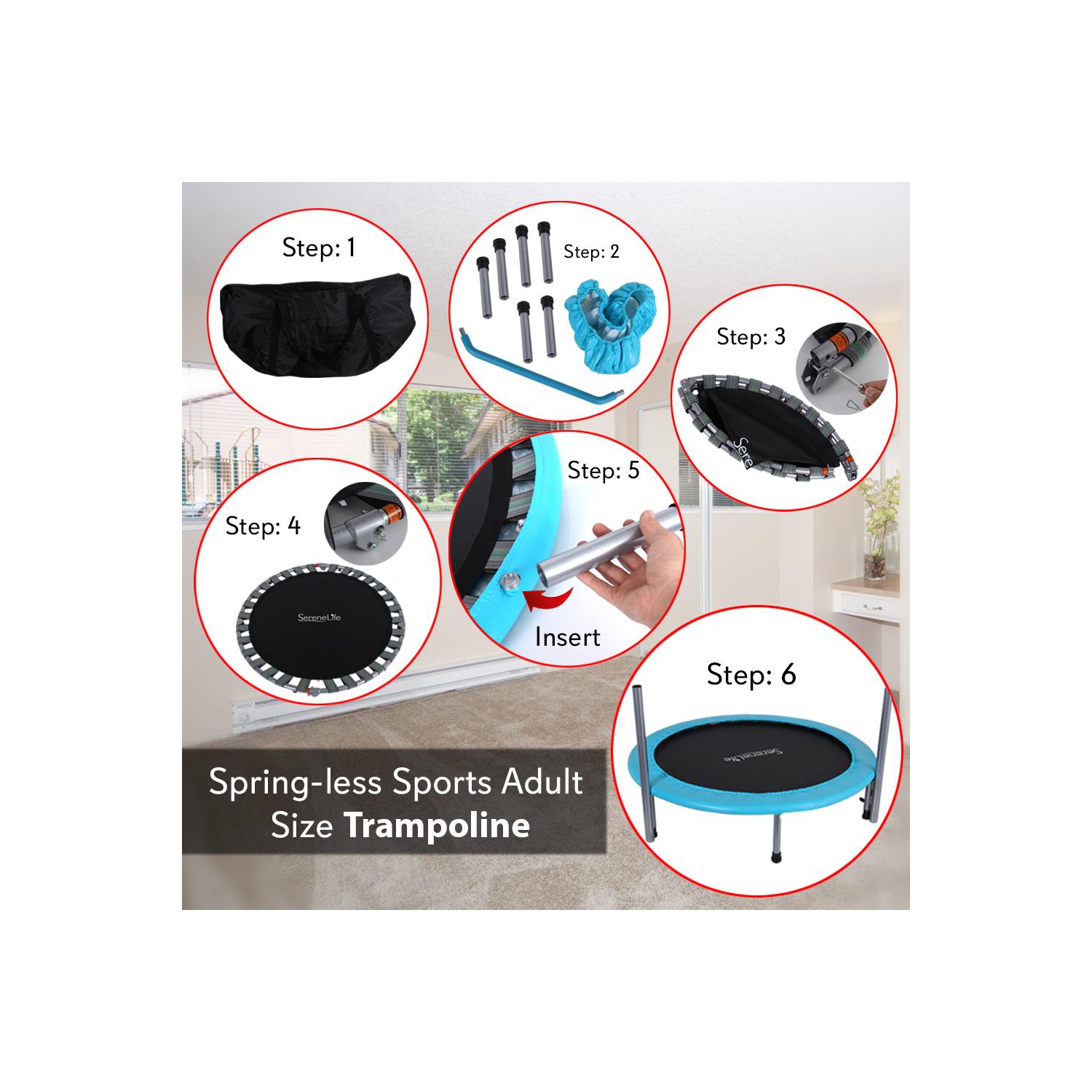 Trampoline de sport sans ressort, taille adulte