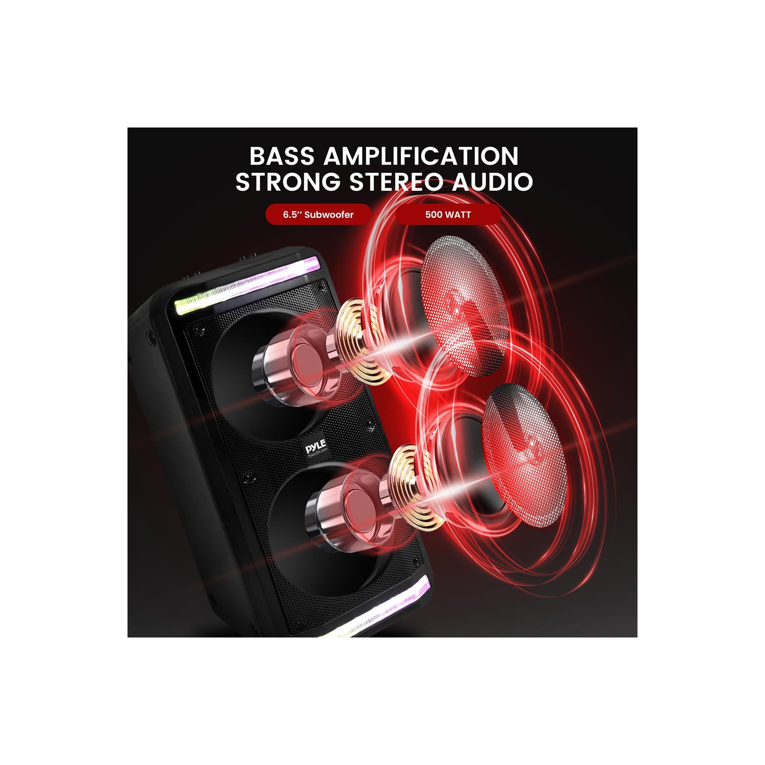 Bluetooth Speaker & Microphone System - Portable Stereo Karaoke Speaker with Wired Mic, Built-in LED Party Lights,