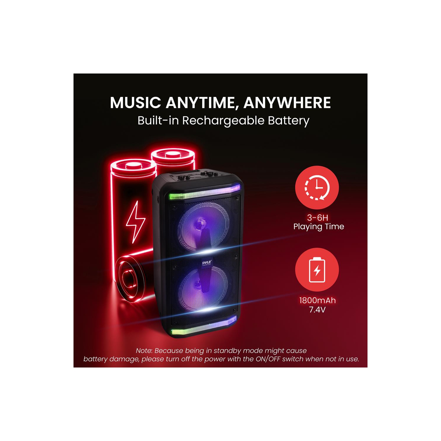 Bluetooth Speaker & Microphone System - Portable Stereo Karaoke Speaker with Wired Mic, Built-in LED Party Lights,