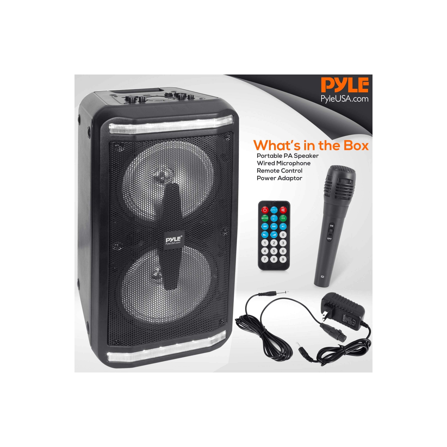 Bluetooth Speaker & Microphone System - Portable Stereo Karaoke Speaker with Wired Mic, Built-in LED Party Lights,