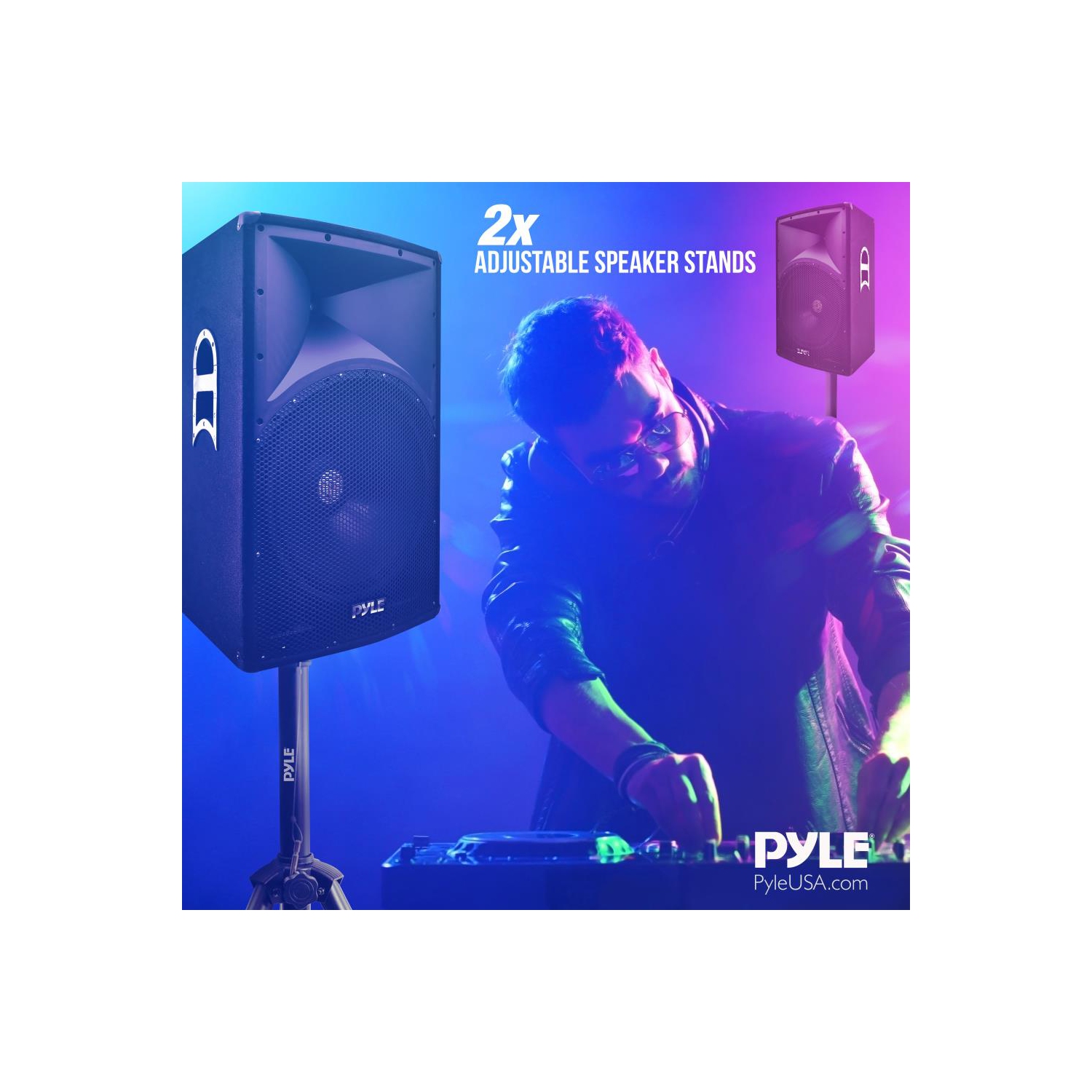 Dual Universal Speaker Stand Mount Holders, Height Adjustable