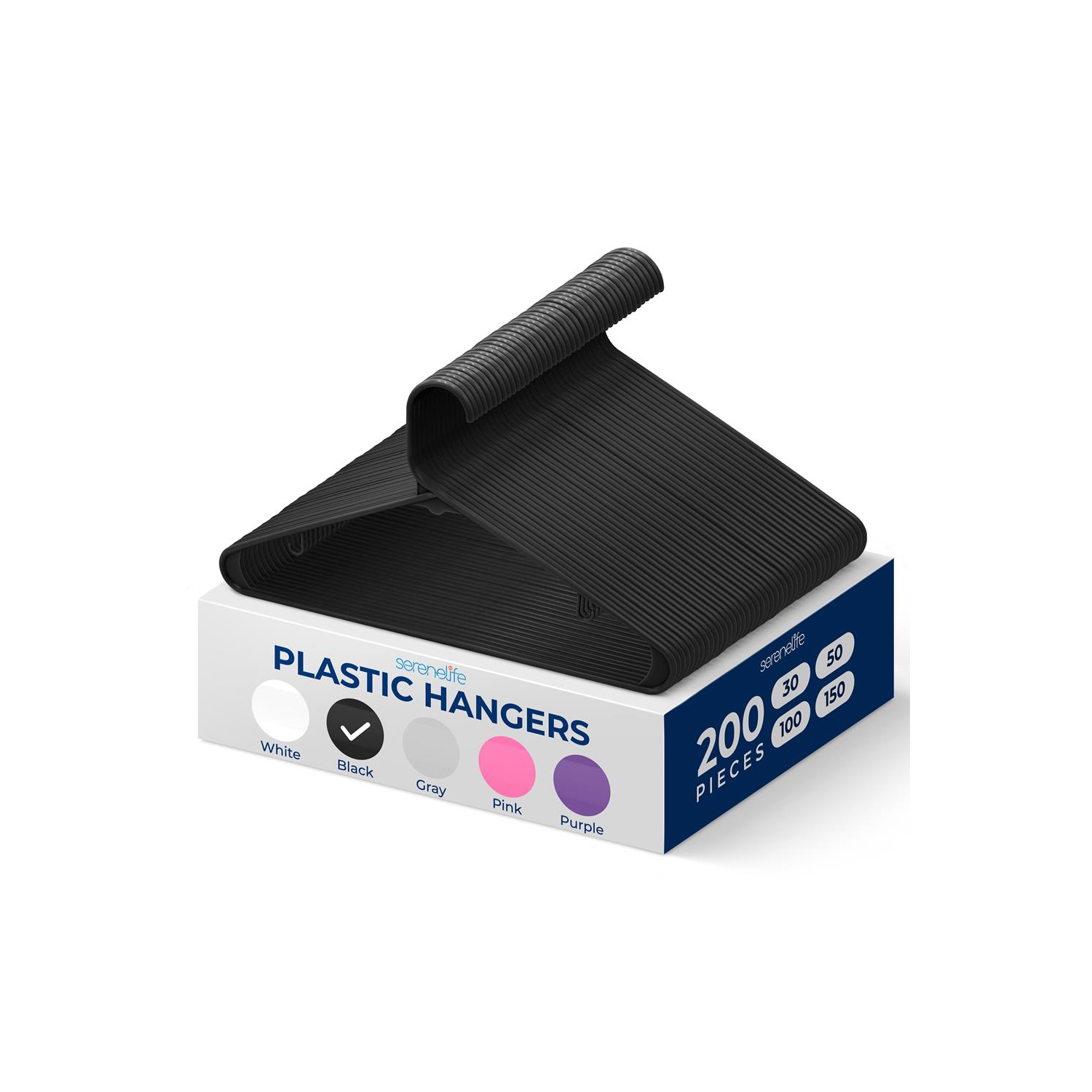 200 Pieces Plastic Hangers - Non-Slip, Sturdy, and Heavy Duty Coat Set with 360° Swivel Hook for Clothes