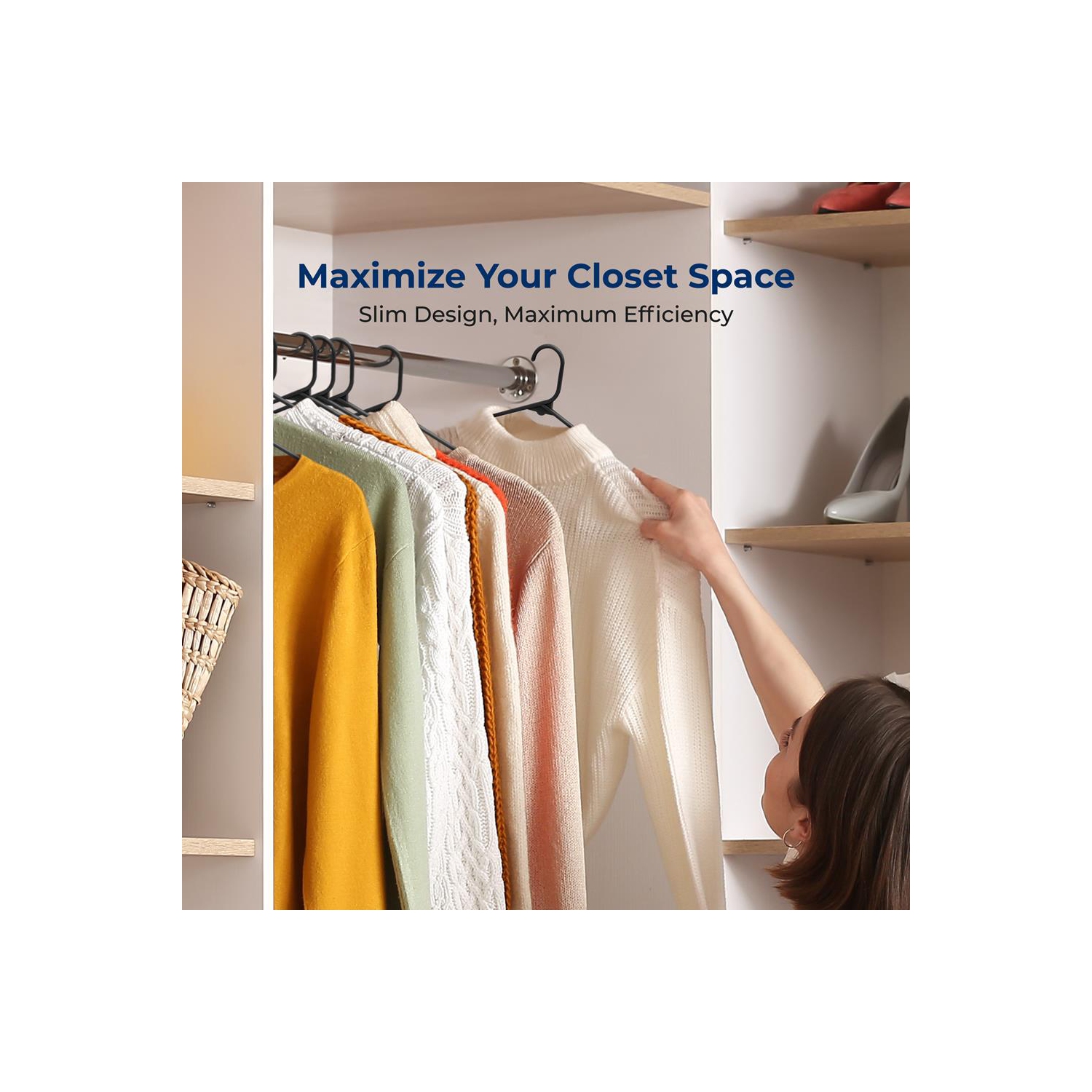 200 Pieces Plastic Hangers - Non-Slip, Sturdy, and Heavy Duty Coat Set with 360° Swivel Hook for Clothes