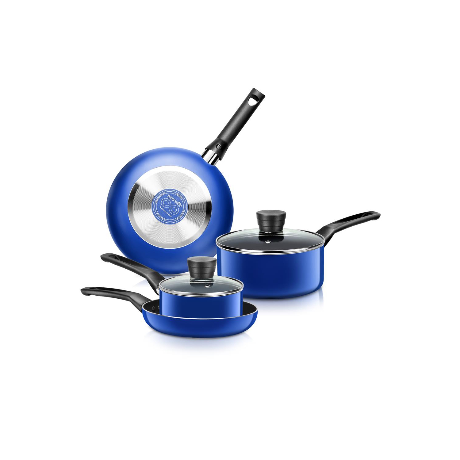 Kitchenware Pots & Pans Set – Basic Kitchen Cookware, Black Non-Stick Coating Inside, Heat Resistant Lacquer