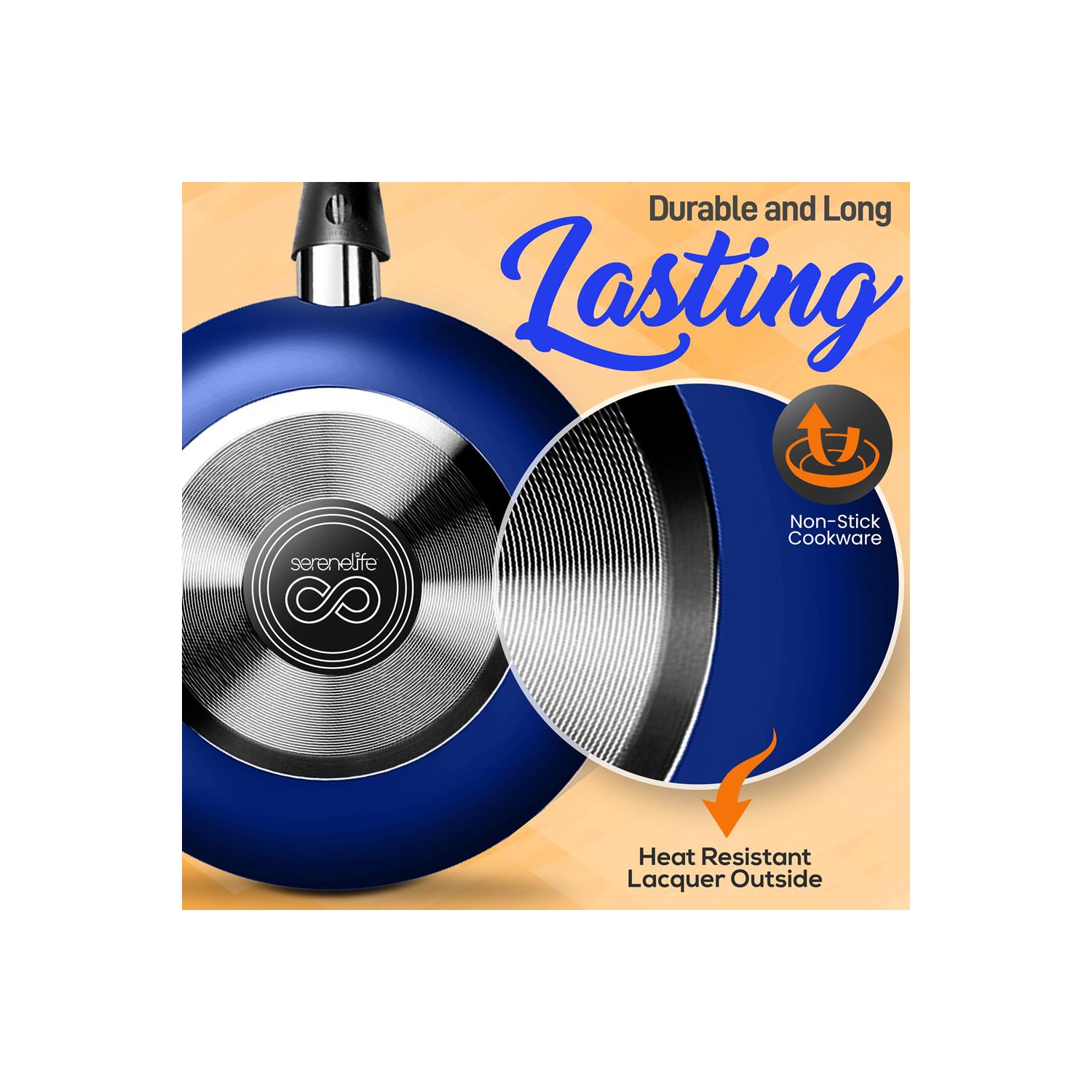 Kitchenware Pots & Pans Set – Basic Kitchen Cookware, Black Non-Stick Coating Inside, Heat Resistant Lacquer