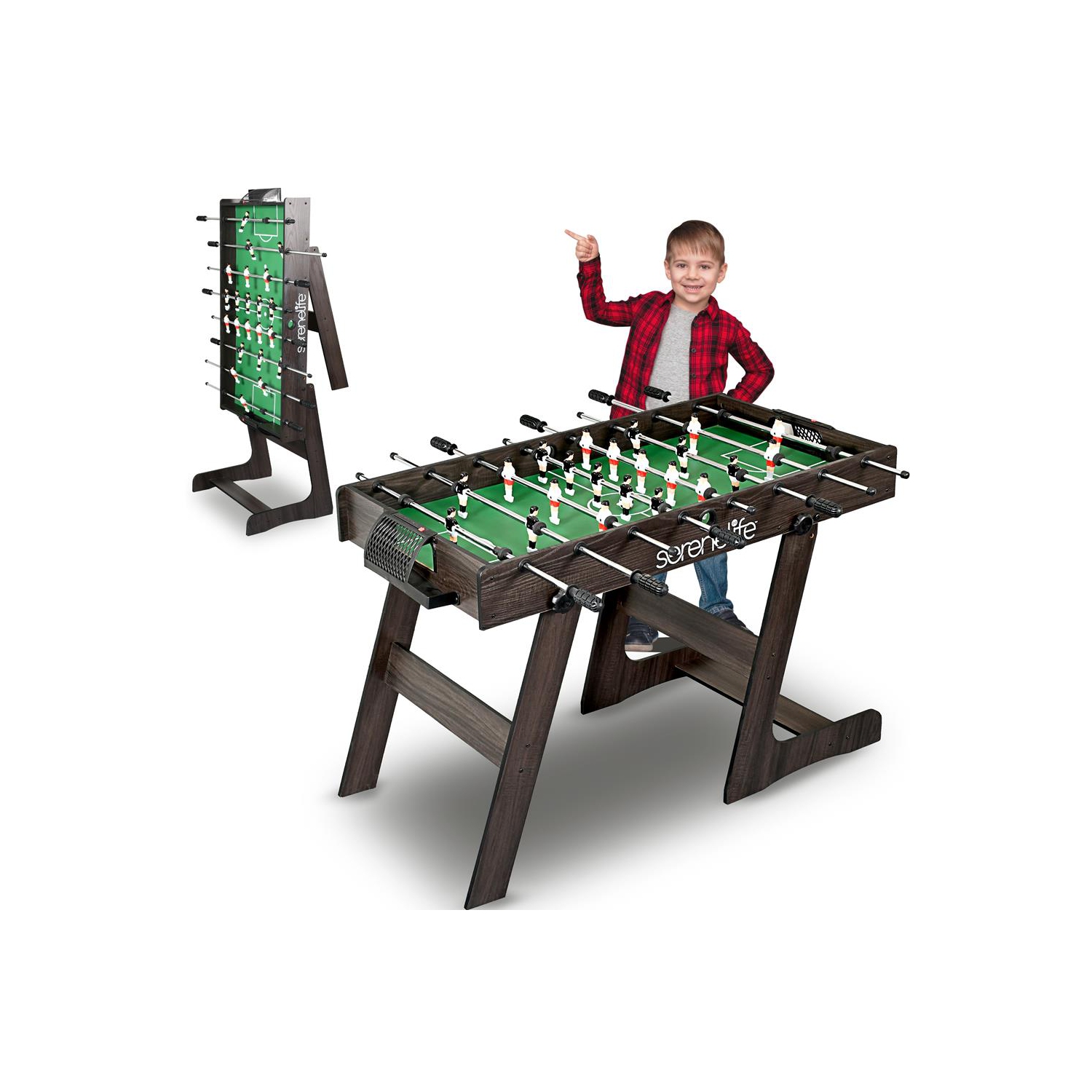 Table de soccer pliable de 48 po de taille compétition - jeu d'arcade de soccer de table pour la maison et salle de jeu avec 2 balles