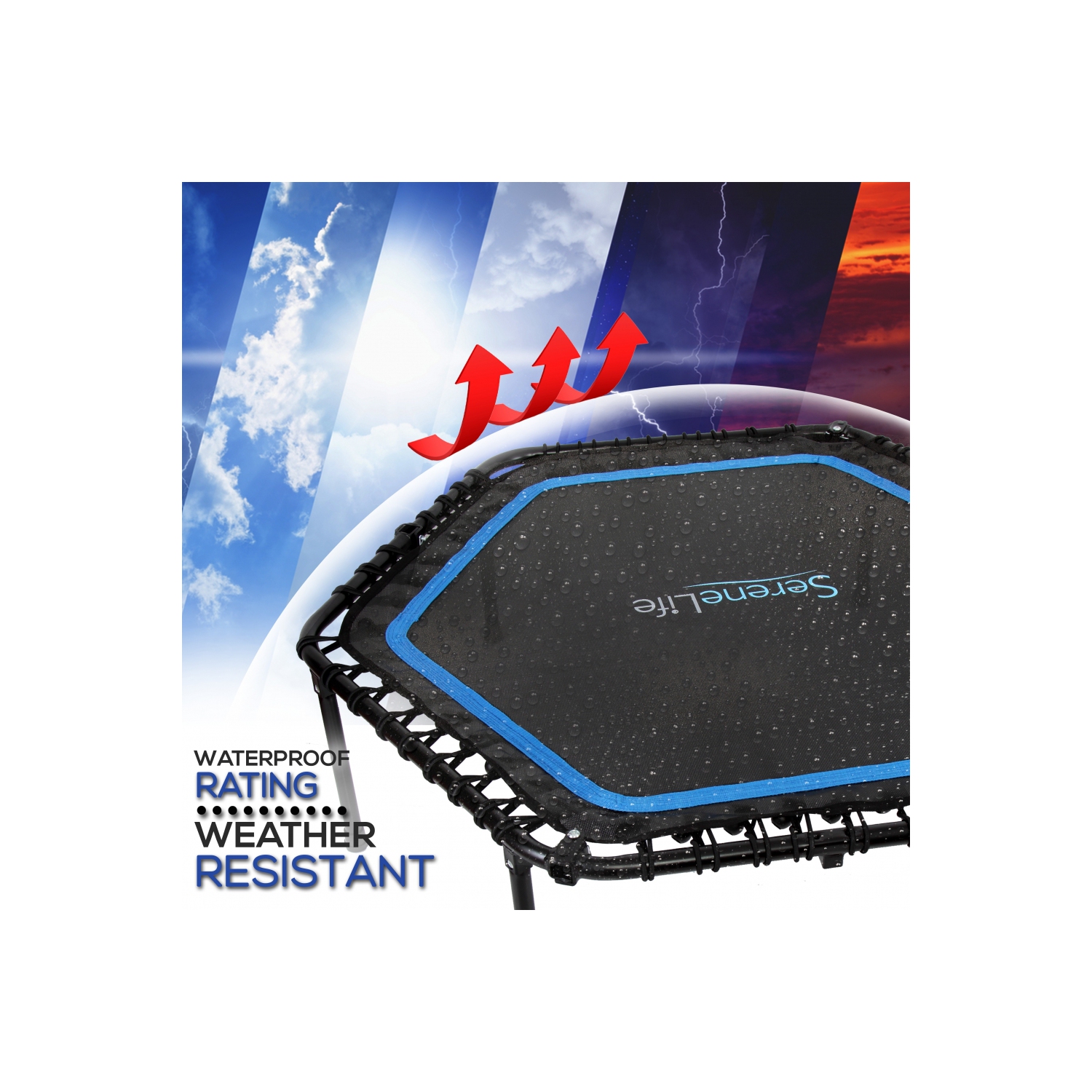 Pro Aerobics Fitness Trampoline - Portable Gym Sports Trampoline with Adjustable Handrail