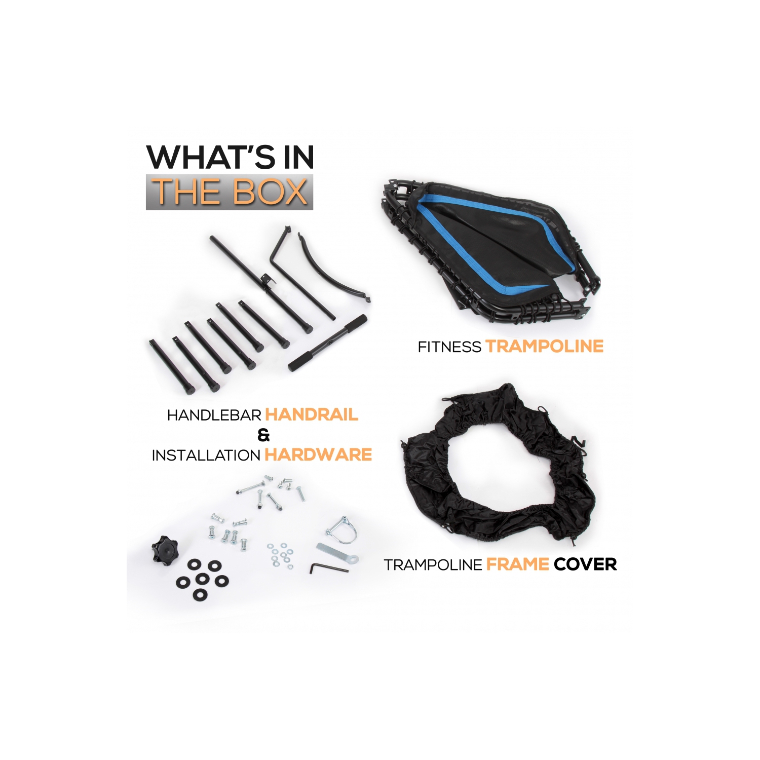 Pro Aerobics Fitness Trampoline - Portable Gym Sports Trampoline with Adjustable Handrail