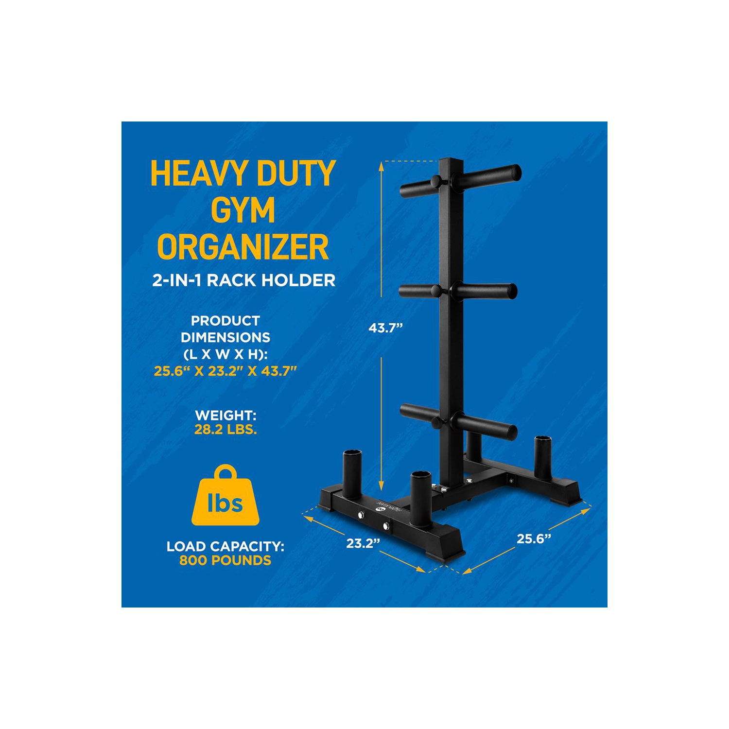 Weight Plate Rack with Barbell Holders, 800-Pound Capacity