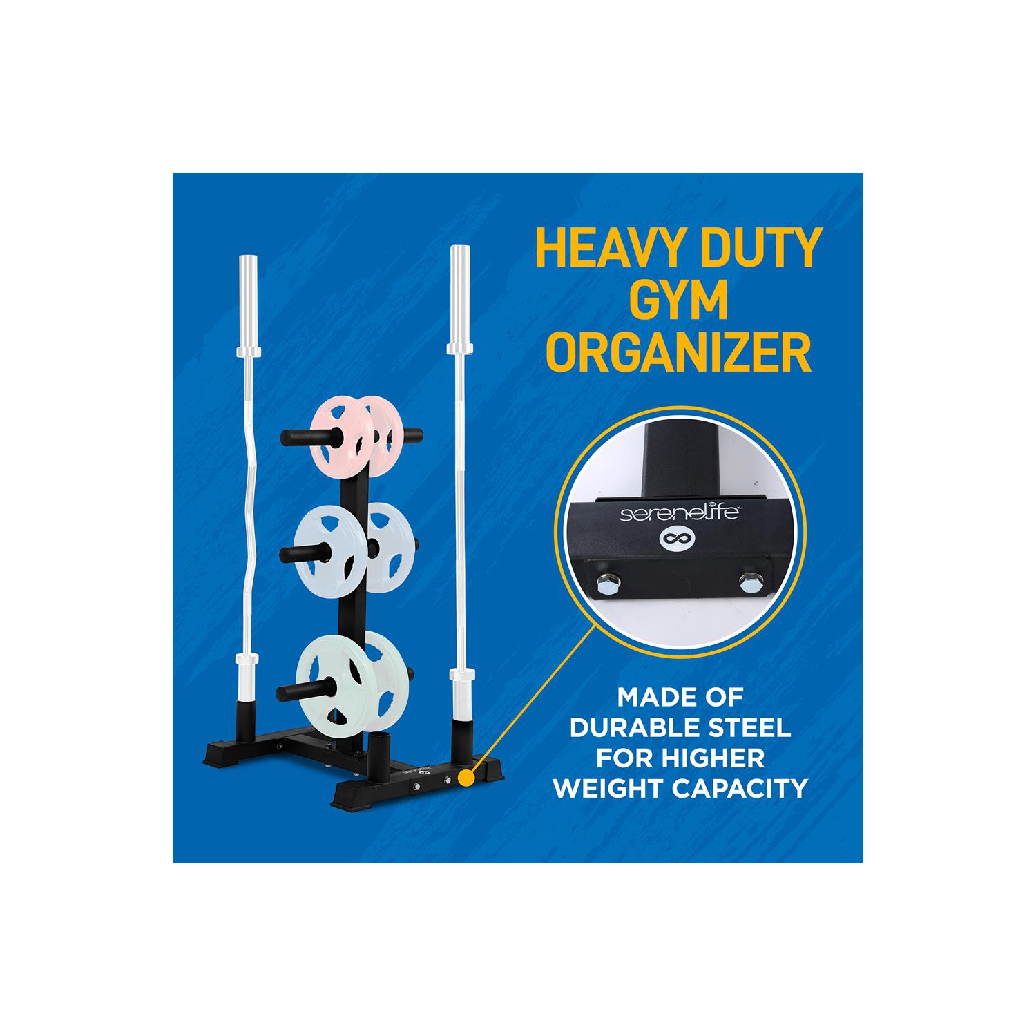 Weight Plate Rack with Barbell Holders, 800-Pound Capacity