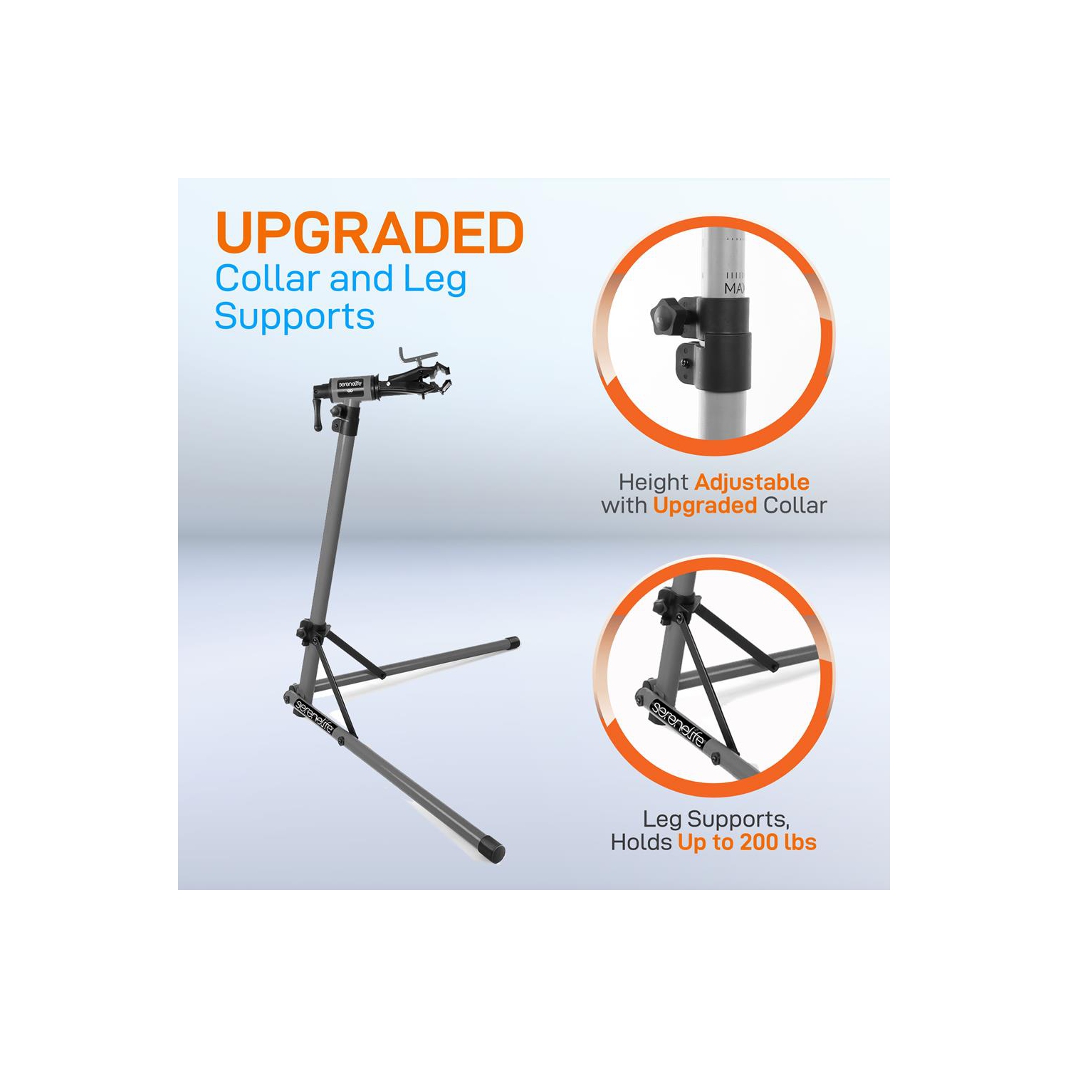 Home Mechanic Bicycle Repair Stand - Height Adjustable with Upgraded Collar and Leg Supports, Holds Up to 80 lbs.