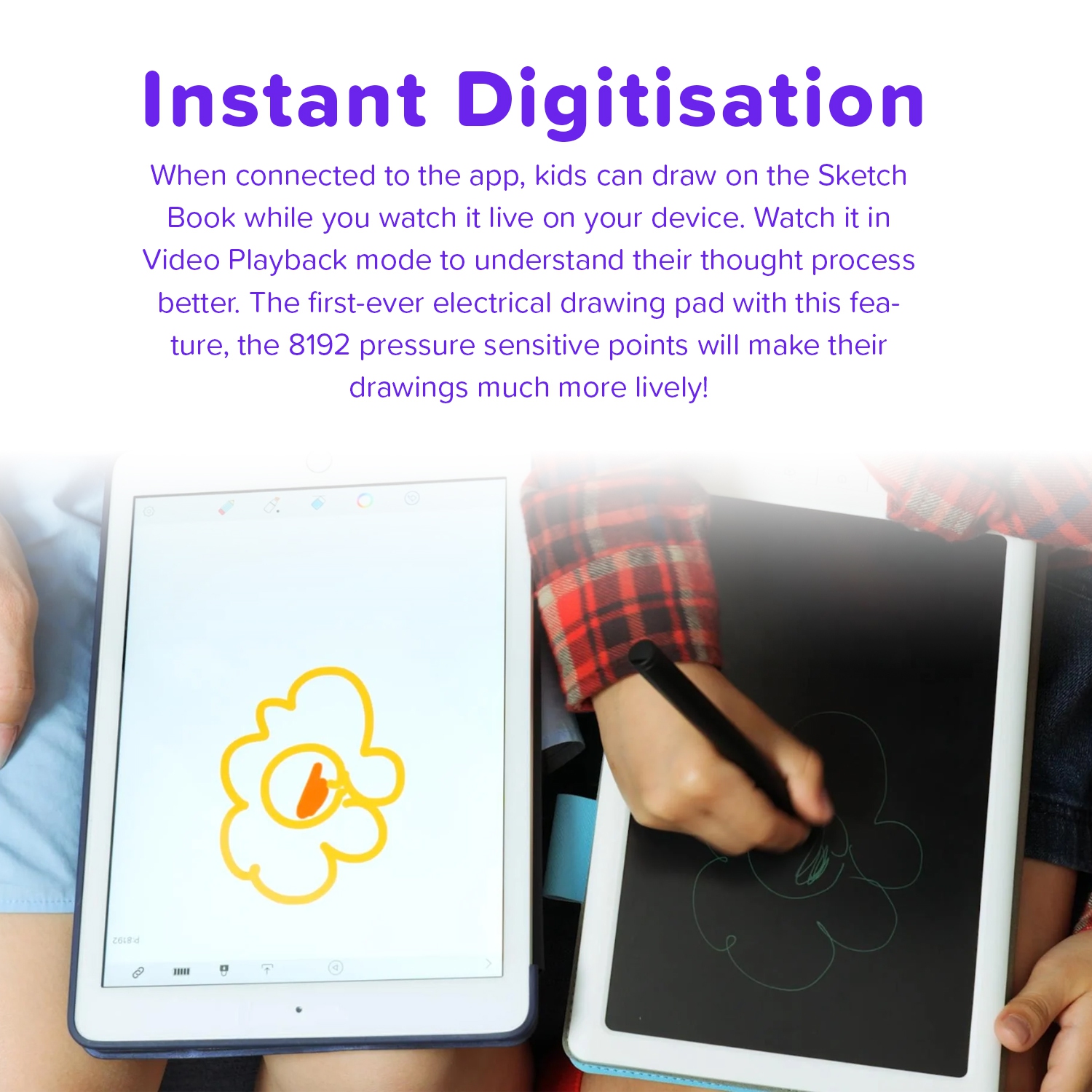 myFirst Sketch Book - Kid's 10-inch LCD Writing Tablet, Colorful Doodle Pad Drawing Board, Educational Toddler Toy - White