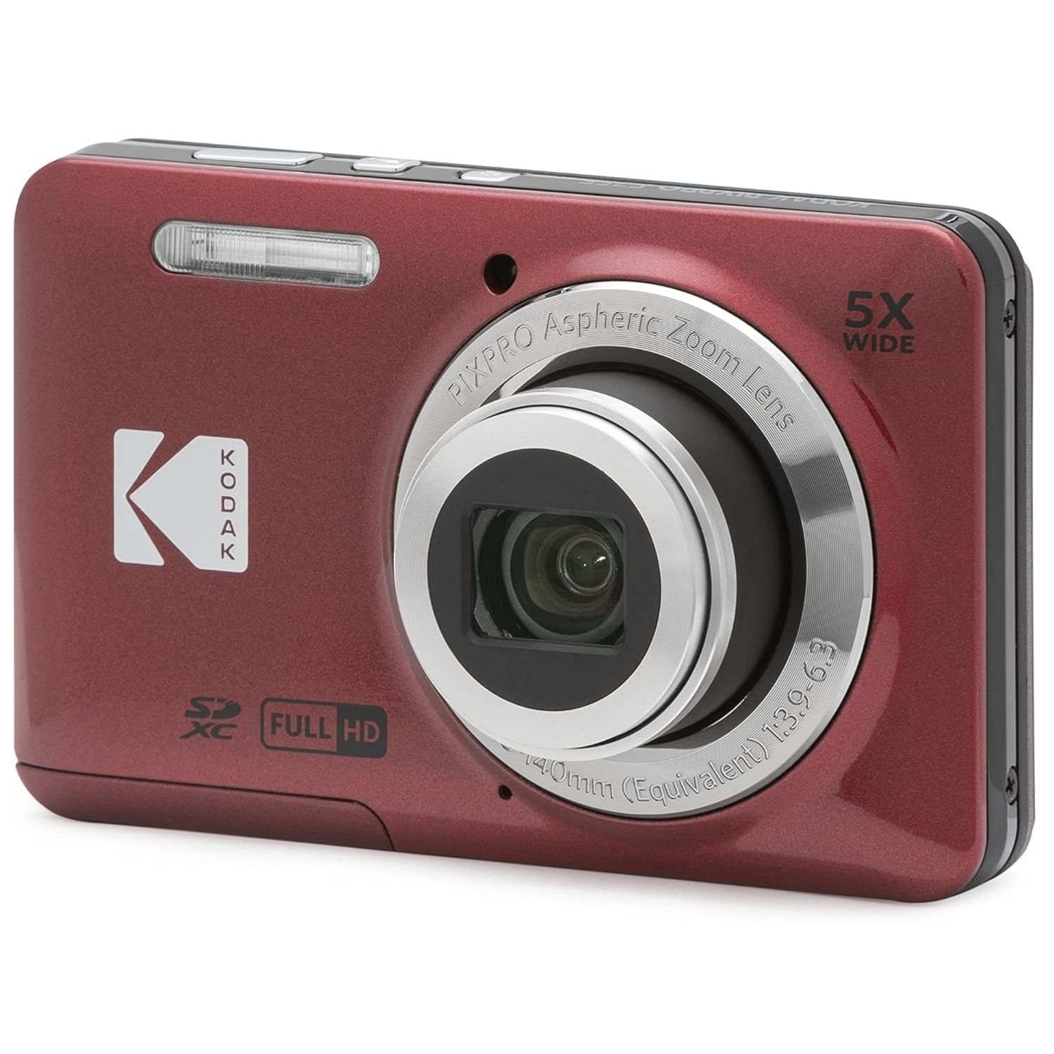 Appareil photo numérique KODAK PIXPRO FZ55-RD 16 Mpx zoom optique 5X caméra grand-angle 28 mm vidéo HD intégrale 1080P 2,7 po écran ACL