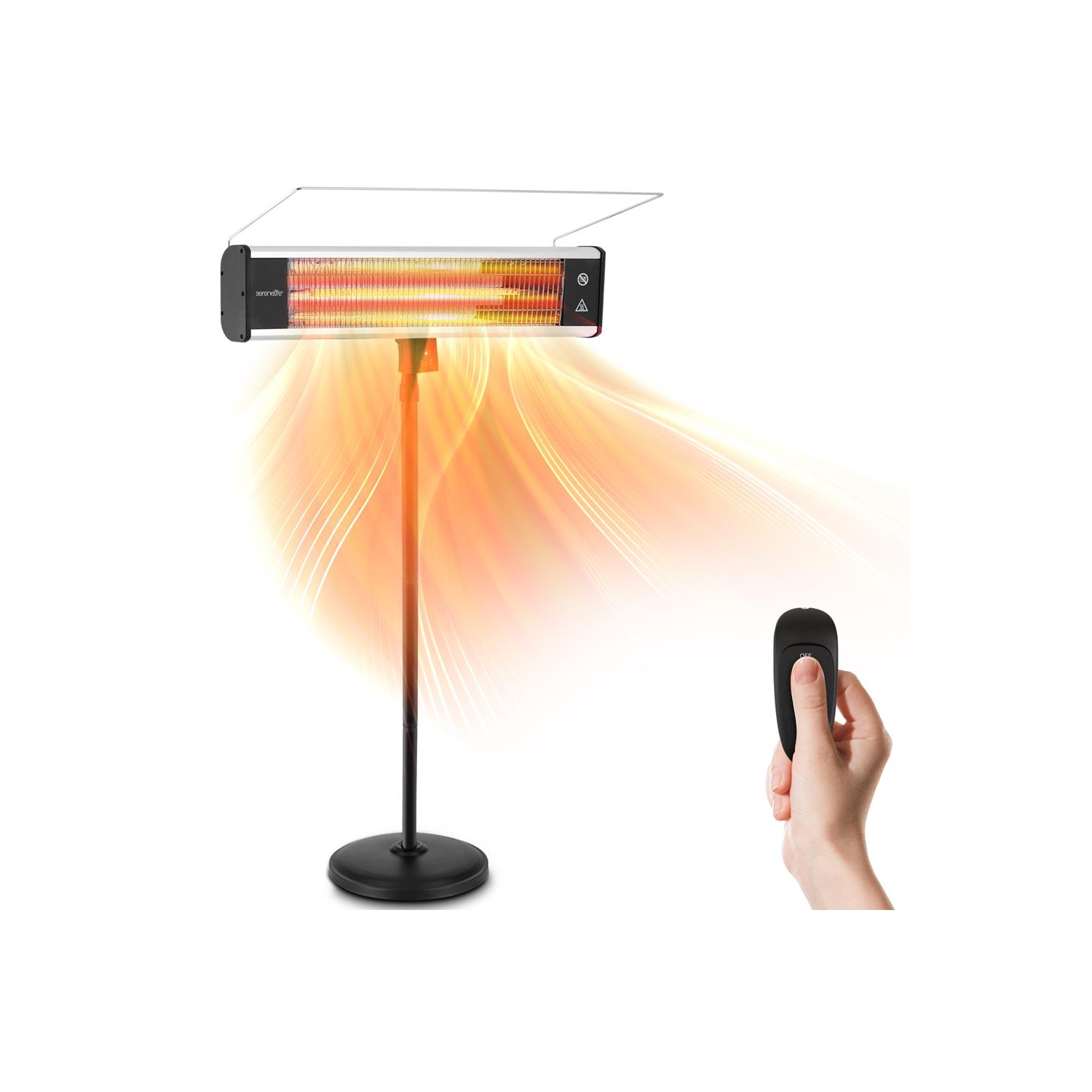 Stand Patio Heater - Height Adjustable Patio Heater with Remote Control and LED Indicator
