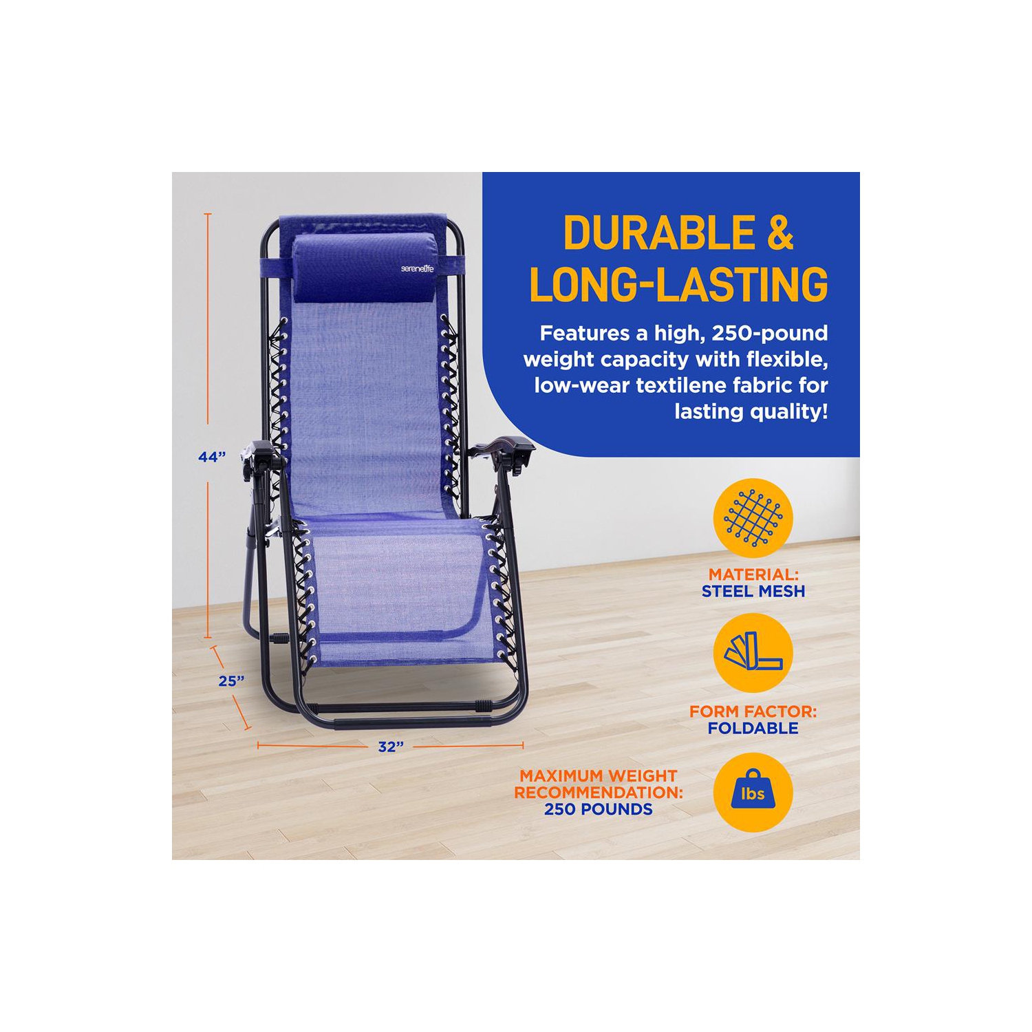 Outdoor Adjustable Zero Gravity Lounge Chair Recliners with Table and Padded Headrest Pillows, 2 Pack,