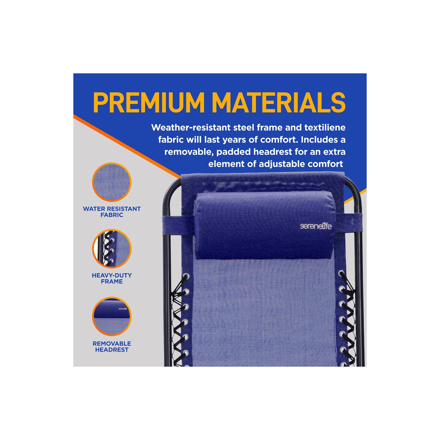 Outdoor Adjustable Zero Gravity Lounge Chair Recliners with Table and Padded Headrest Pillows, 2 Pack,