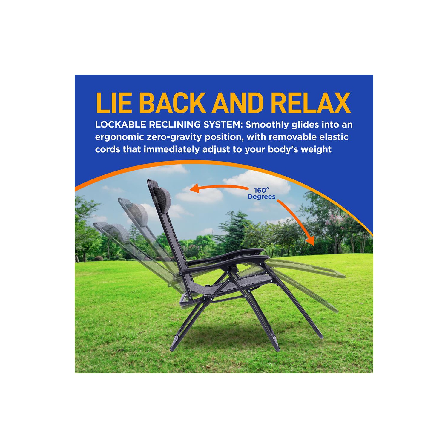 Outdoor Adjustable Zero Gravity Lounge Chair Recliners with Table and Padded Headrest Pillows, 2 Pack,