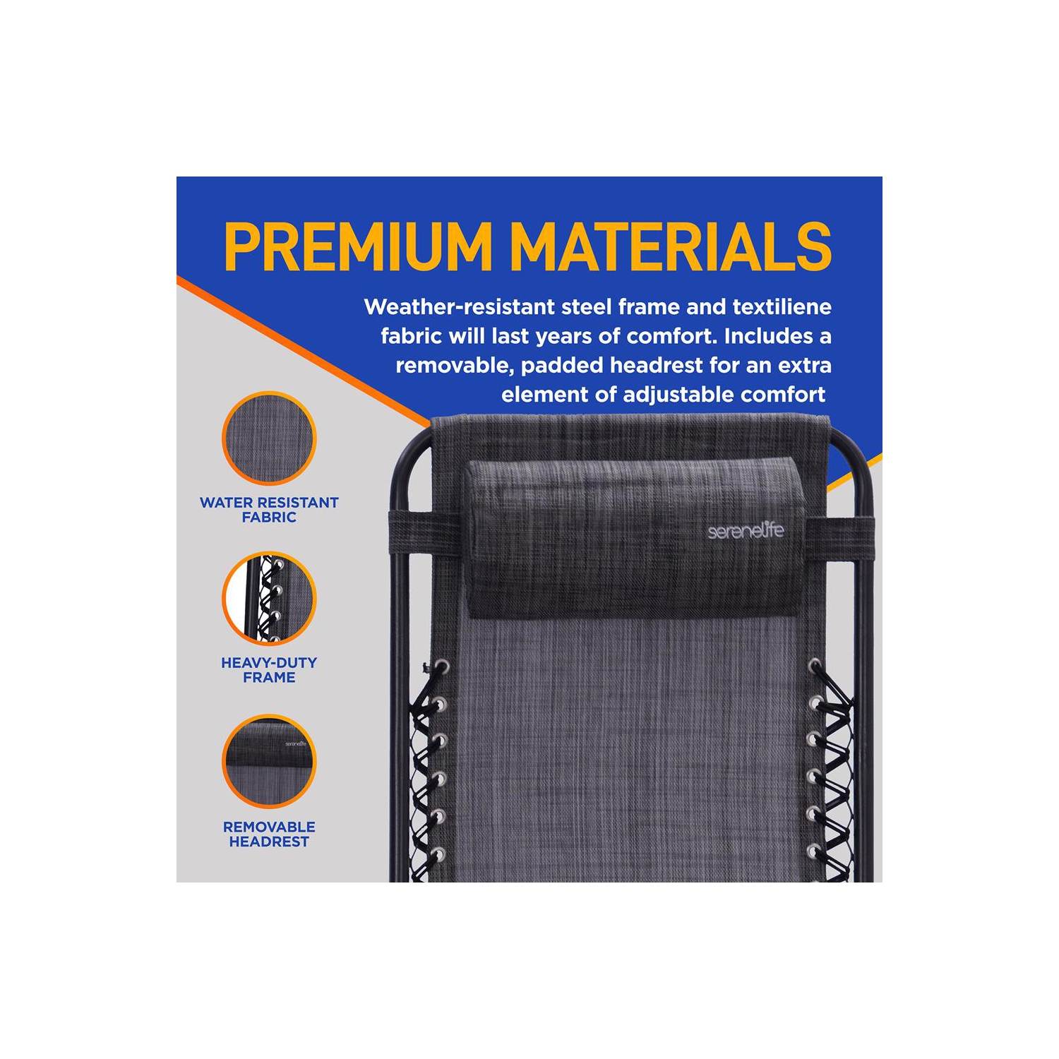 Outdoor Adjustable Zero Gravity Lounge Chair Recliners with Table and Padded Headrest Pillows, 2 Pack,