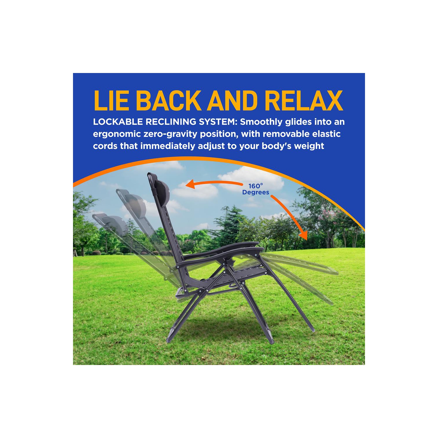 Outdoor Adjustable Zero Gravity Lounge Chair Recliners with Table and Padded Headrest Pillows, 2 Pack,