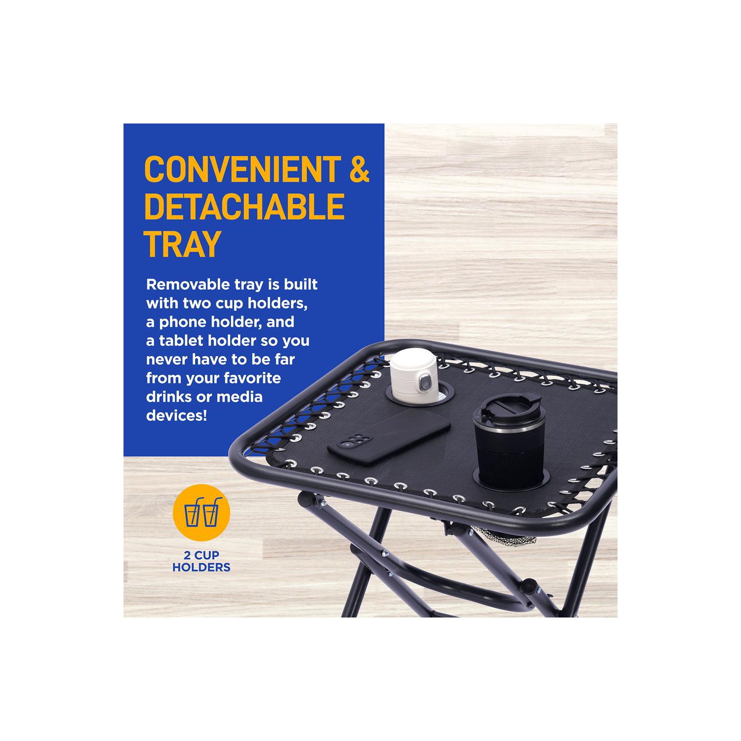 Outdoor Adjustable Zero Gravity Lounge Chair Recliners with Table and Padded Headrest Pillows, 2 Pack,