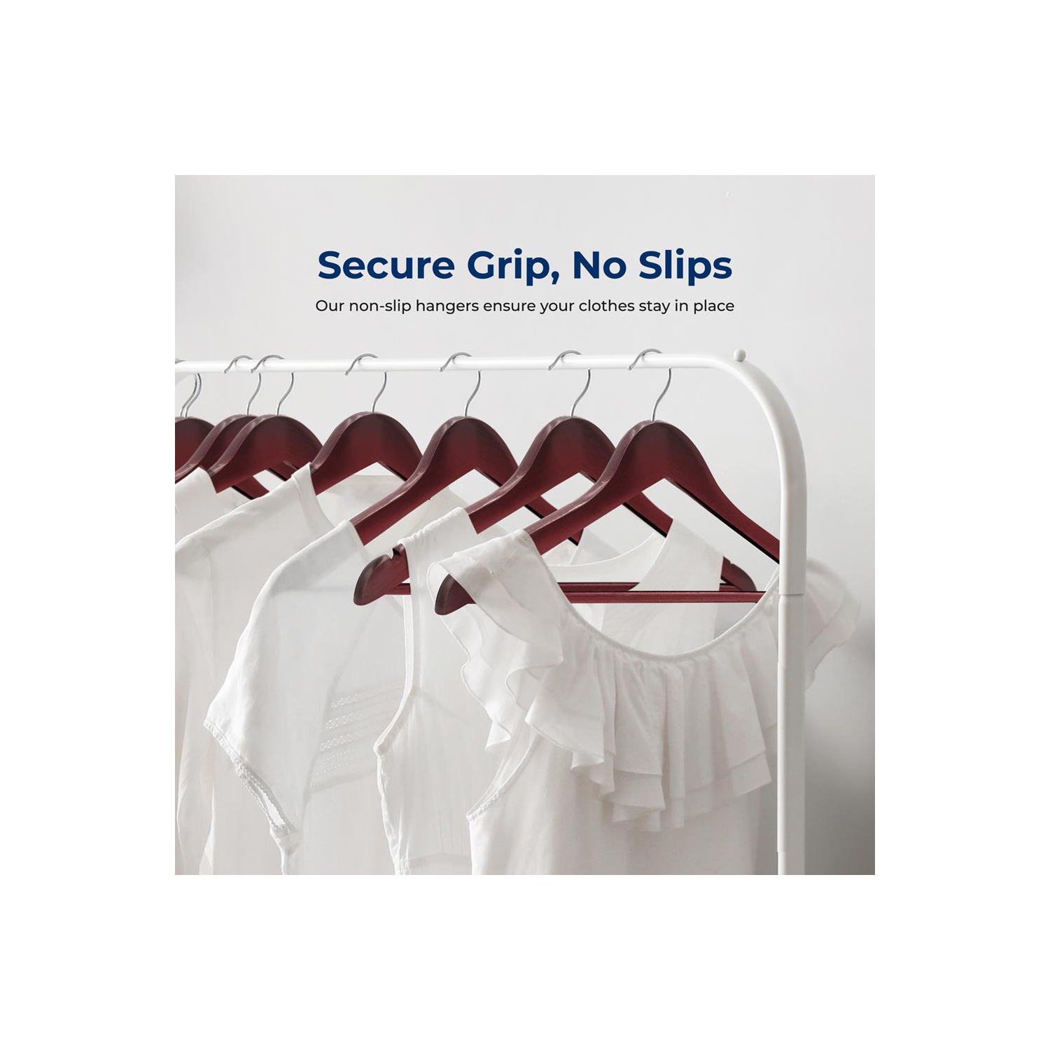 50 Pieces Wooden Hangers - Non-Slip, Sturdy, and Heavy Duty Suit Hanger Set with Chrome 360° Swivel Hook and Notches Design for Clothes