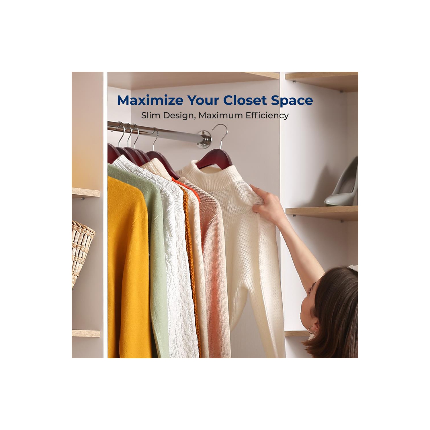 20 Pieces Wooden Hangers - Non-Slip, Sturdy, and Heavy Duty Suit Hanger Set with Chrome 360° Swivel Hook and Notches Design for Clothes