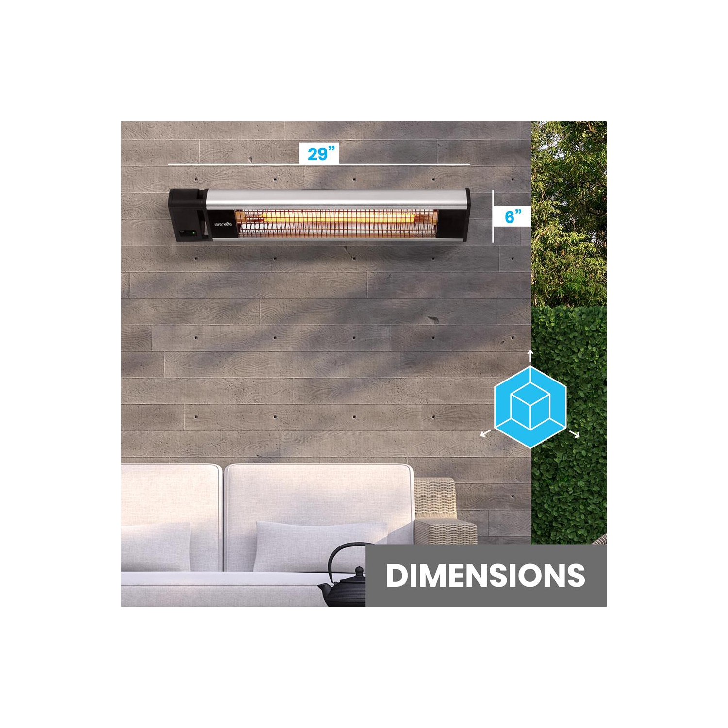 Radiateur de patio mural – Télécommande pour plafond et radiateur de patio mural avec réflecteur en aluminium de haute qualité