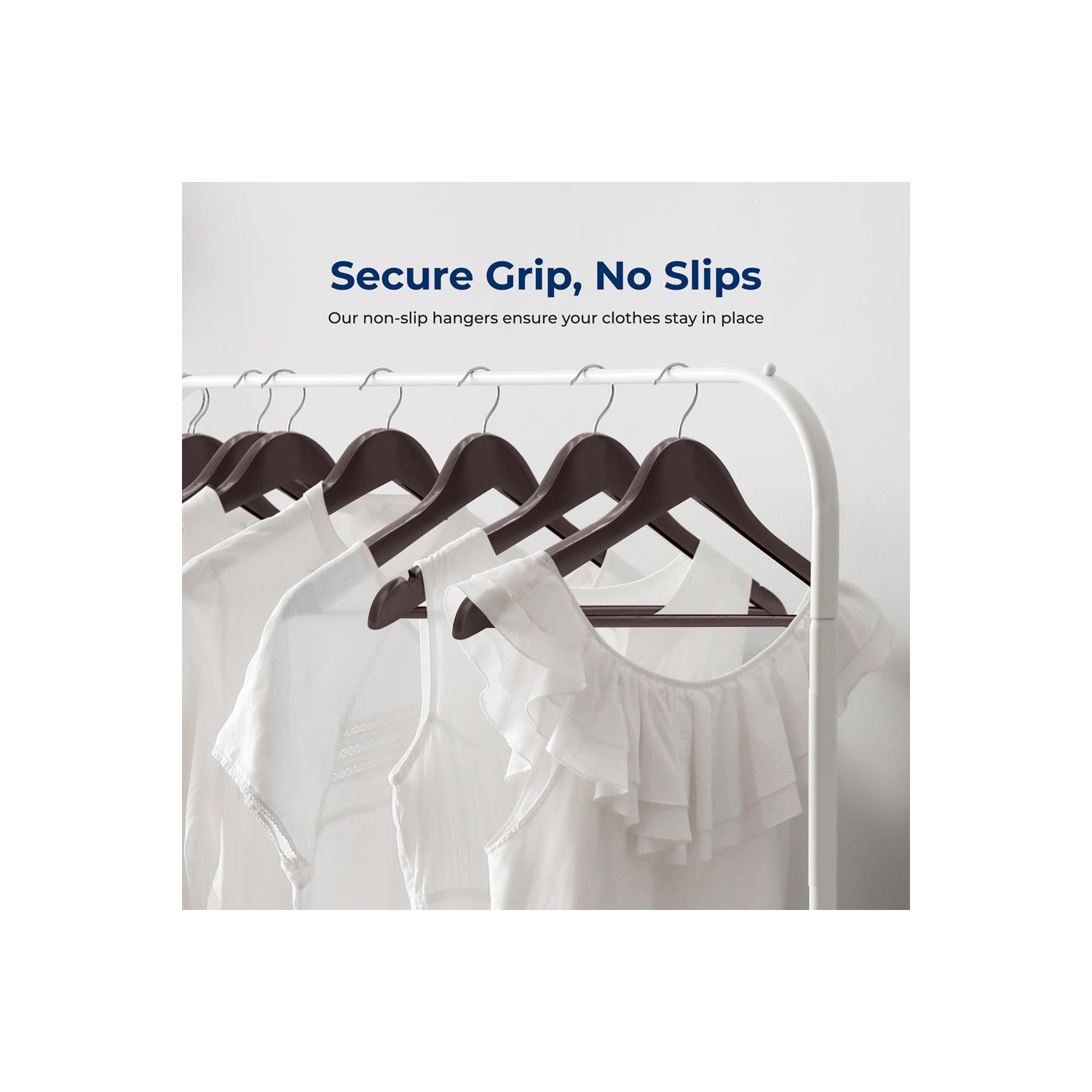 60 Pieces Wooden Hangers - Non-Slip, Sturdy, and Heavy Duty Suit Hanger Set with Chrome 360° Swivel Hook and Notches Design for Clothes