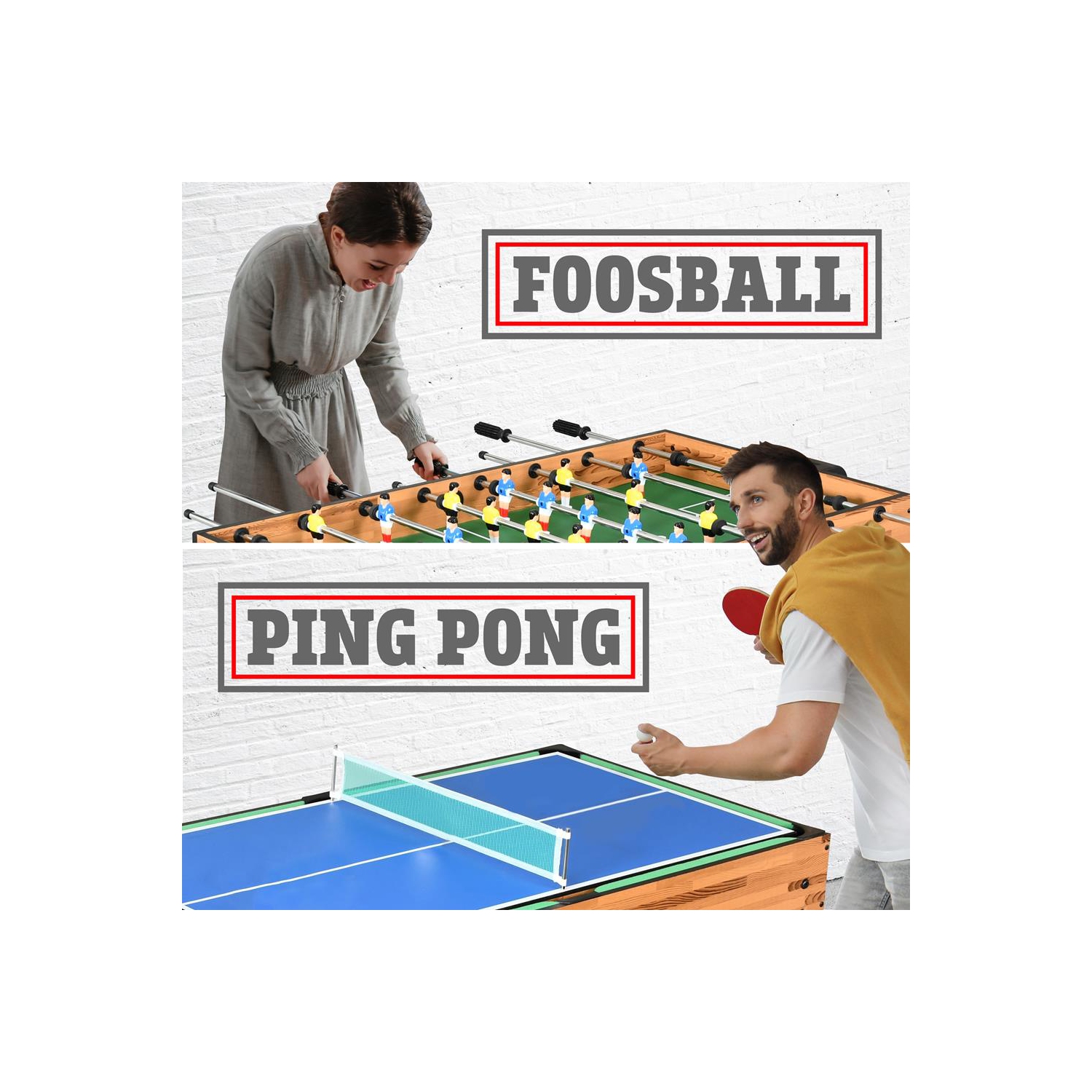 Table de jeu multifonction 4-en-1 : comprend une table de billard Steady, une table de hockey, une table de soccer et une table de Pingpong